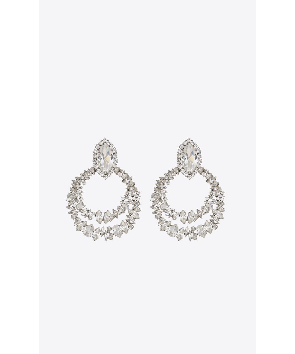Saint Laurent Paris o1b1hav110725 Size: OS / 756863 Rhinestone Knocker Earrings Size ONE SIZE - 1 Preview