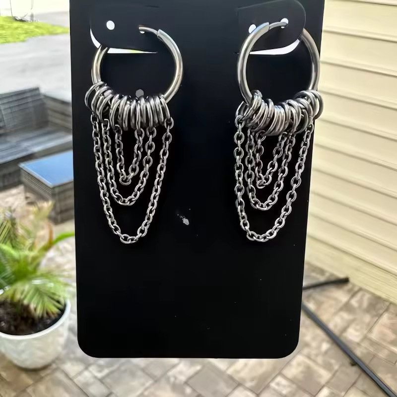 Japanese Brand triple chain huggie earrings Size ONE SIZE - 3 Thumbnail