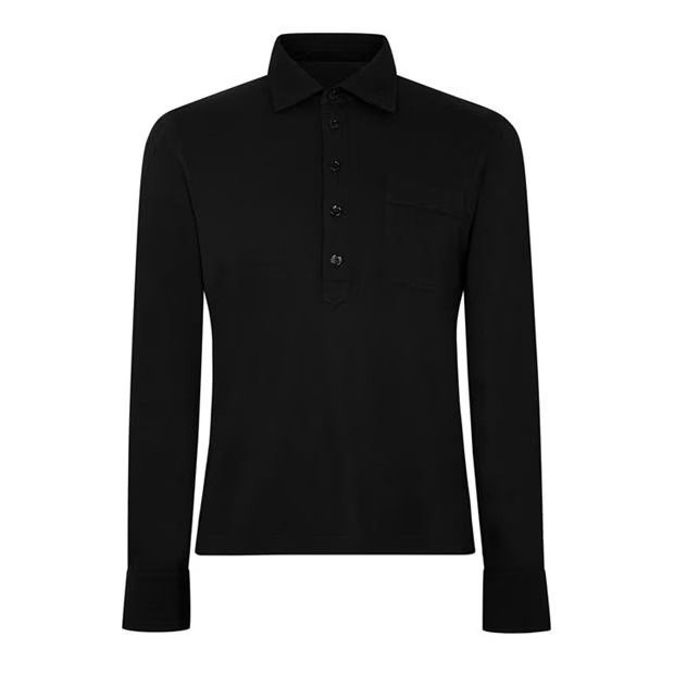 Tom Ford o1g2r1mq0724 Long Sleeve Piquet Polo Shirts in Black Grailed