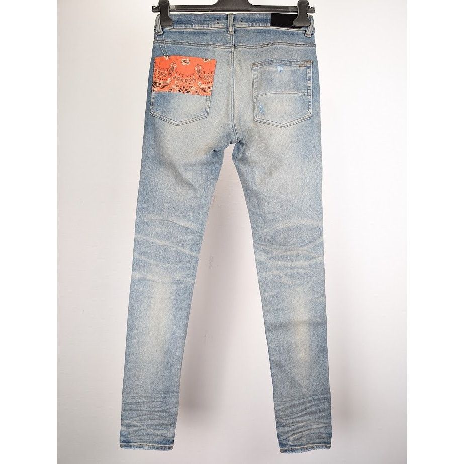 Amiri o1rshd1 Vintage Bandana Artpatch Jeans in Clay Indigo Size US 31 - 13 Thumbnail