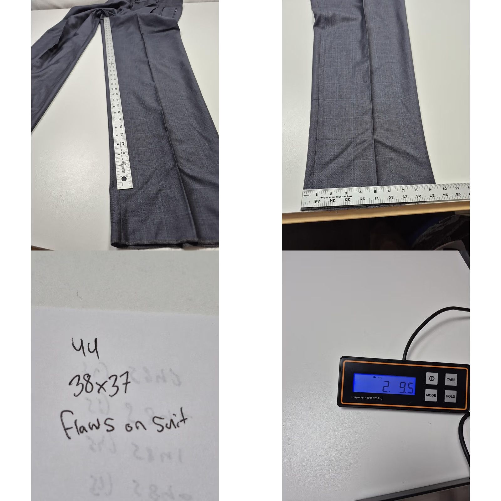 Vintage Zanieri Suit Mens 44 Long Gray Wool Super 110s Cerruti 38x37 Italy NWT FLAW Size 44R - 11 Thumbnail