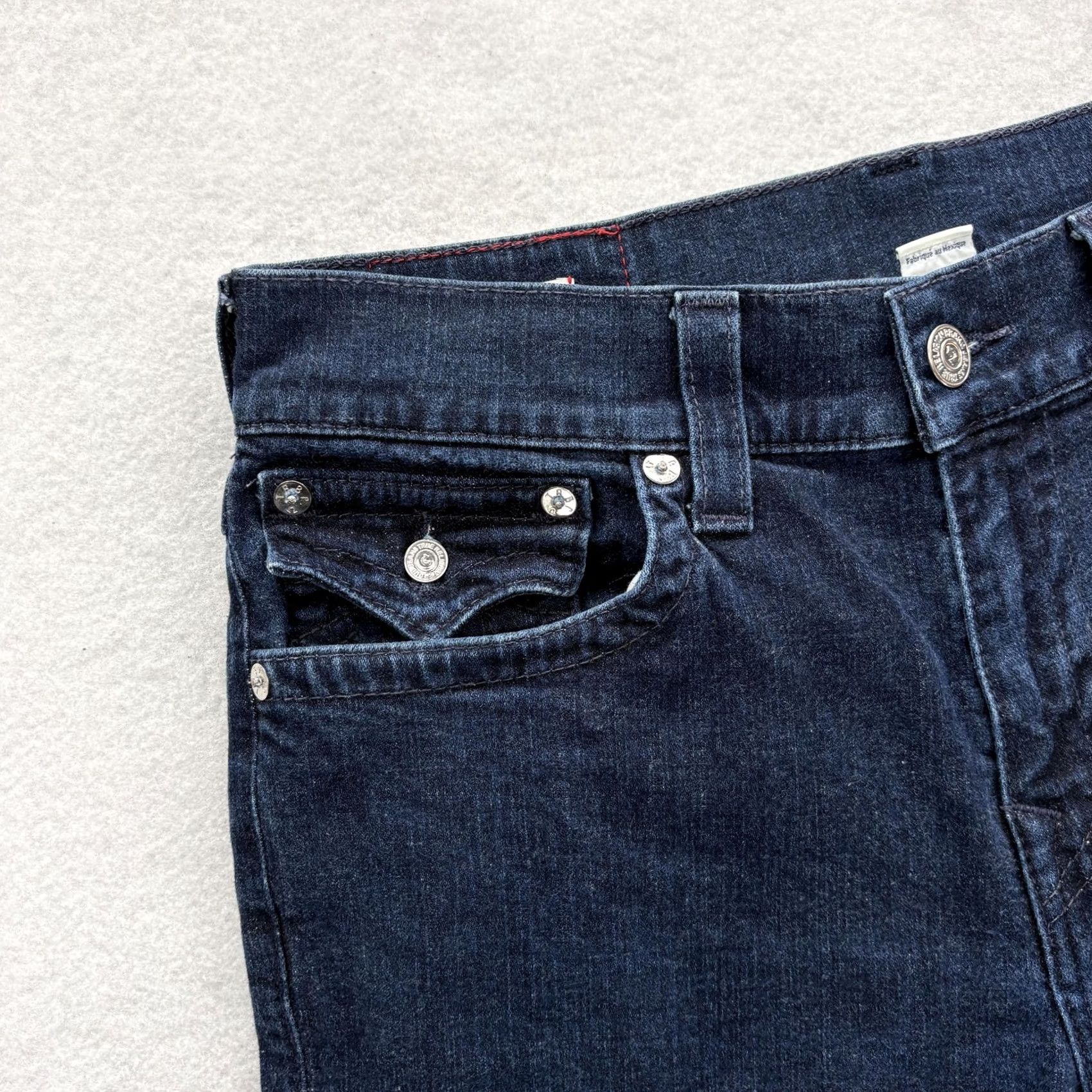 True Religion True Religion Rocco Jeans Mens 33x34 Blue Rinse Slim Stretch Denim Flap Logo Pockets Zip Casual Vintage: No Size US 33 - 3 Thumbnail