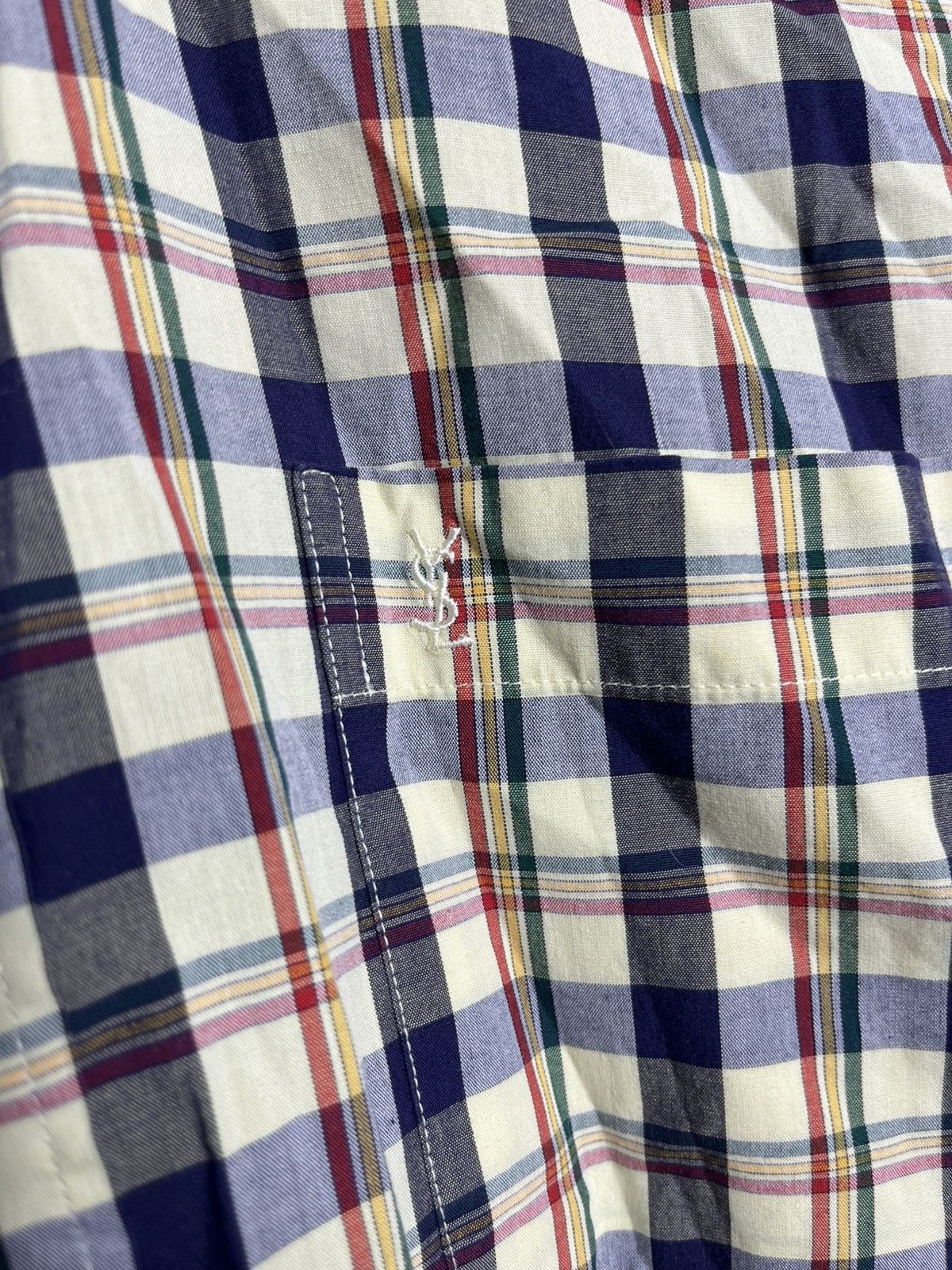 Vintage × Yves Saint Laurent Yves Saint Laurent YSL plaid check long sleeve shirt Size US XL / EU 56 / 4 - 5 Thumbnail