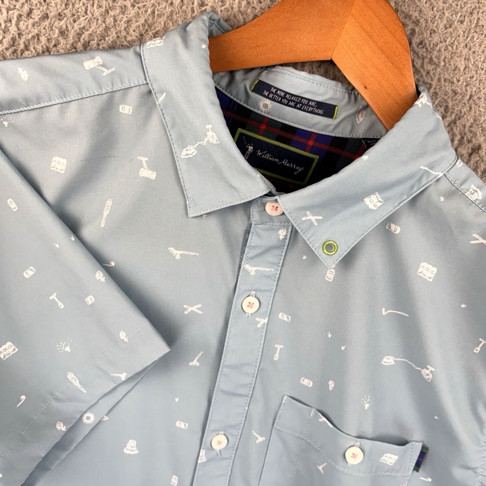 Vintage William Murray Shirt Men M Light Blue All Over Print Golf Button-Up Collared Short Sleeve Vintage No Size US M / EU 48-50 / 2 - 2 Thumbnail