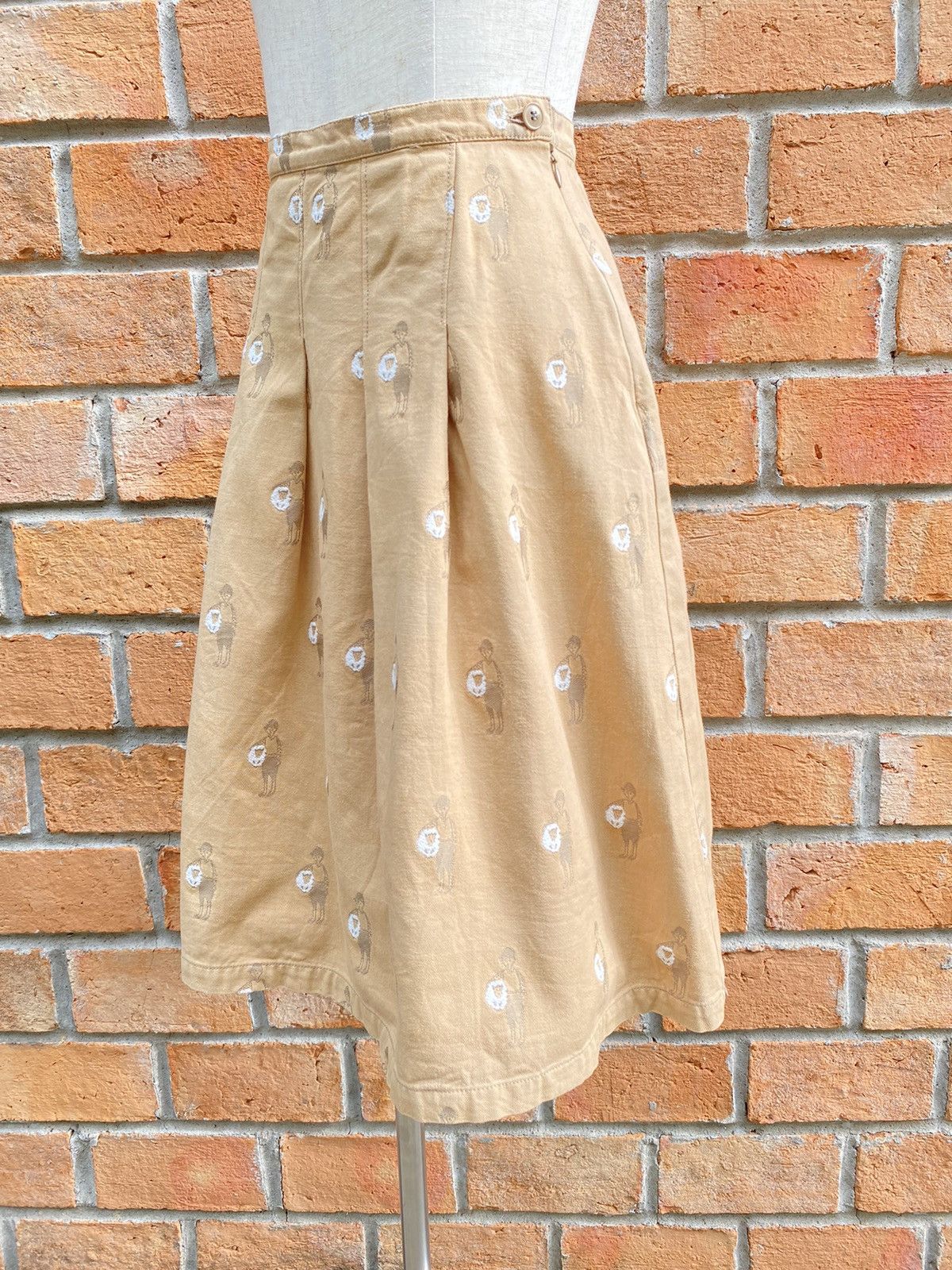 Ne-Net Né-net Beige A-Line Skirt with Embroidered Figure Pattern Size 26" / US 2 / IT 38 - 4 Thumbnail