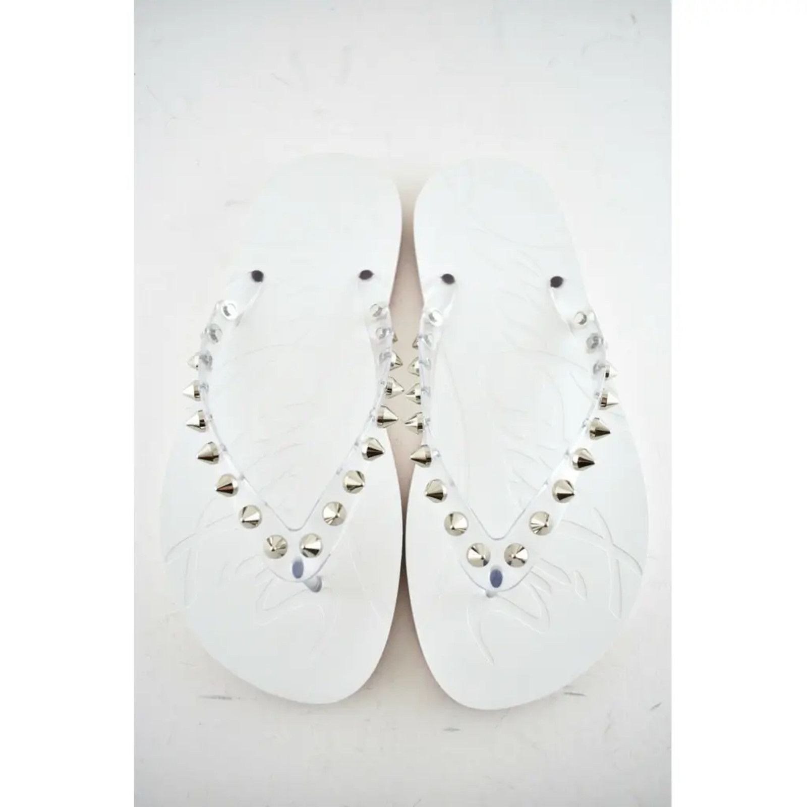 Christian Louboutin Christian Louboutin Loubi Flip Spikes Donna Flat White Thong Size US 11 / IT 41 - 7 Thumbnail