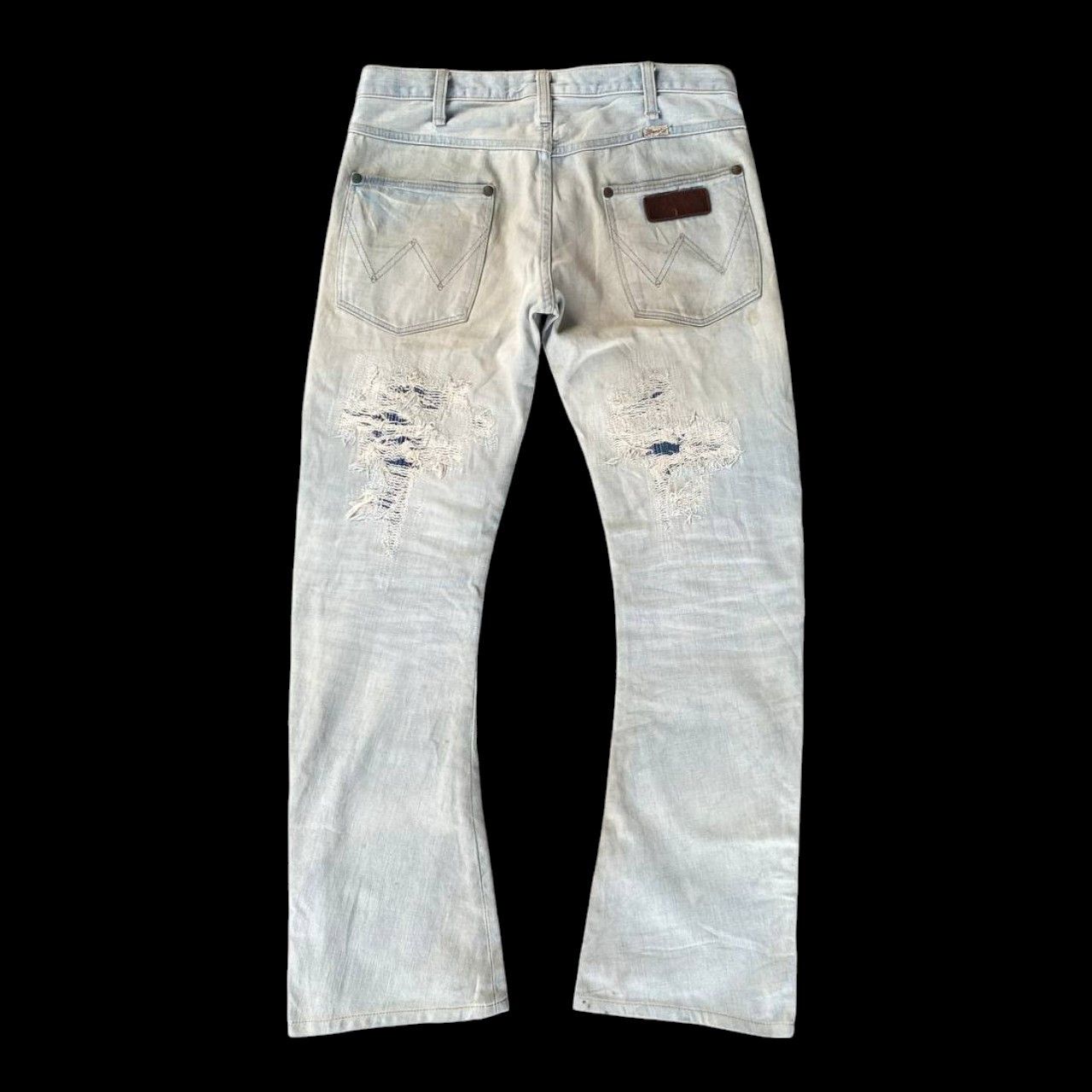 AKM × Wrangler RARE AKM X WRANGLER FLARED BORO DISTRESSED DIRTY STAIN W28 Size US 28 / EU 44 - 4 Thumbnail