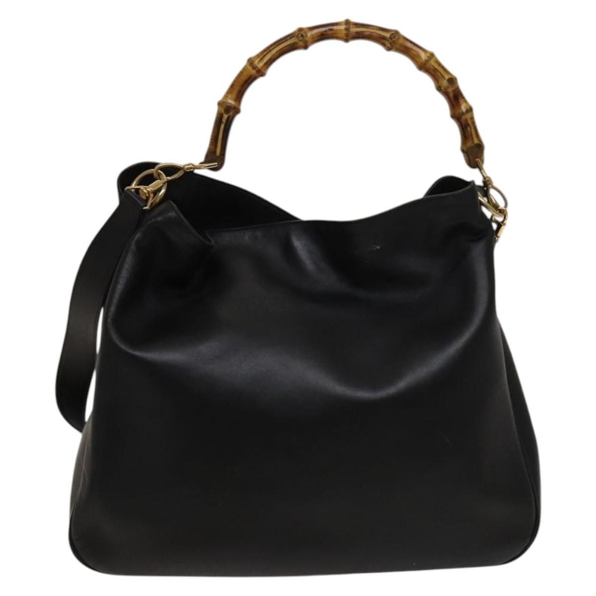 Gucci GUCCI Bamboo Shoulder Bag Leather Black Gold 001 1998 001 Size ONE SIZE - 2 Thumbnail