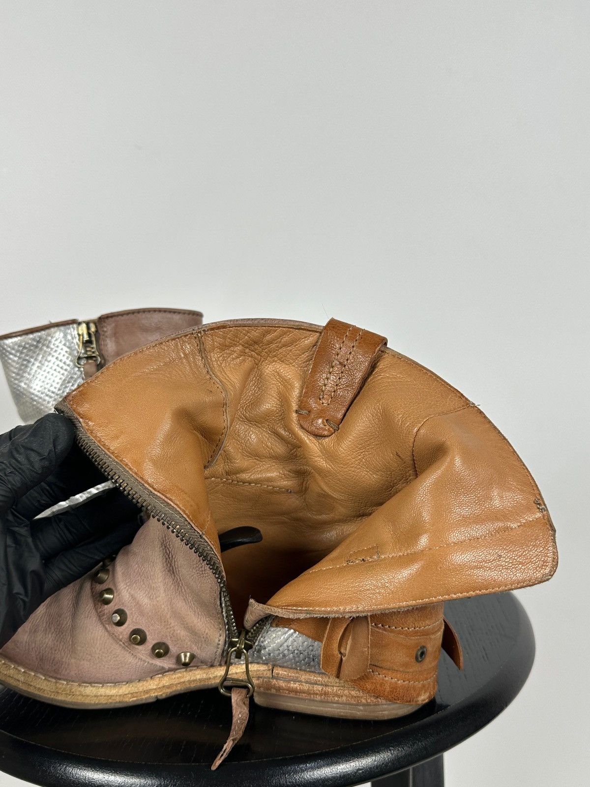 A.S.98 A.S.98. Leather Biker Ankle Studded Buckle Strap Boots Size US 6 / IT 36 - 22 Thumbnail