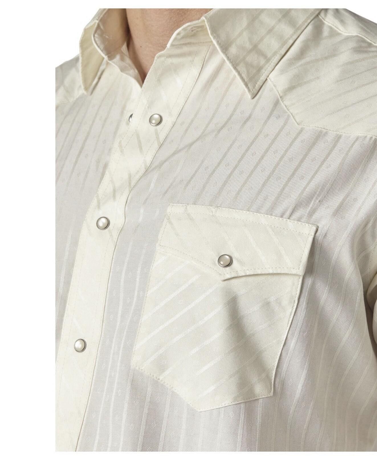 Wrangler Wrangler Men’s M Dobby Stripe Pearl Snap Western Shirt Cream Size US M / EU 48-50 / 2 - 3 Thumbnail