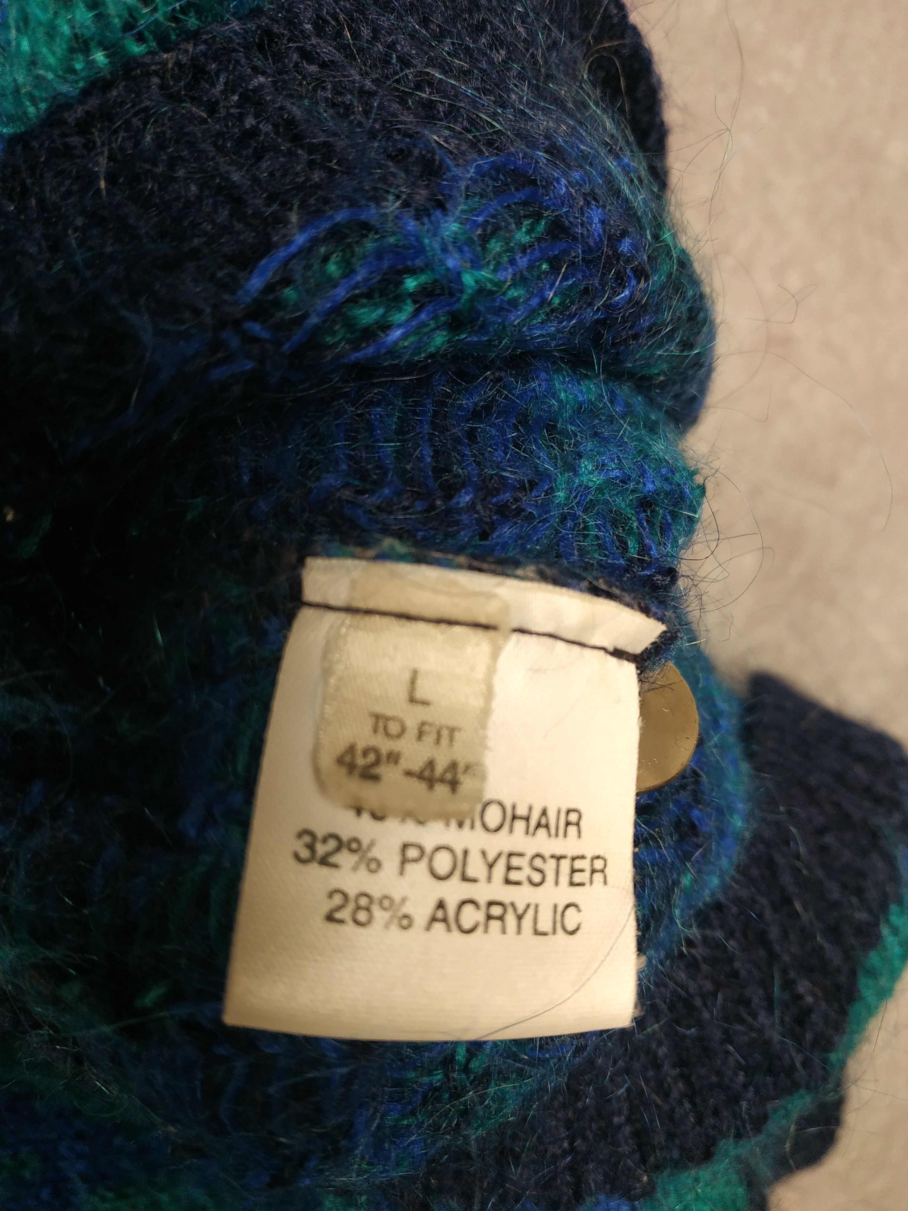 Dale Of Norway Edinburgh Vintage 80s Blue Mohair Argyle Cardigan Size L / US 10 / IT 46 - 9 Thumbnail