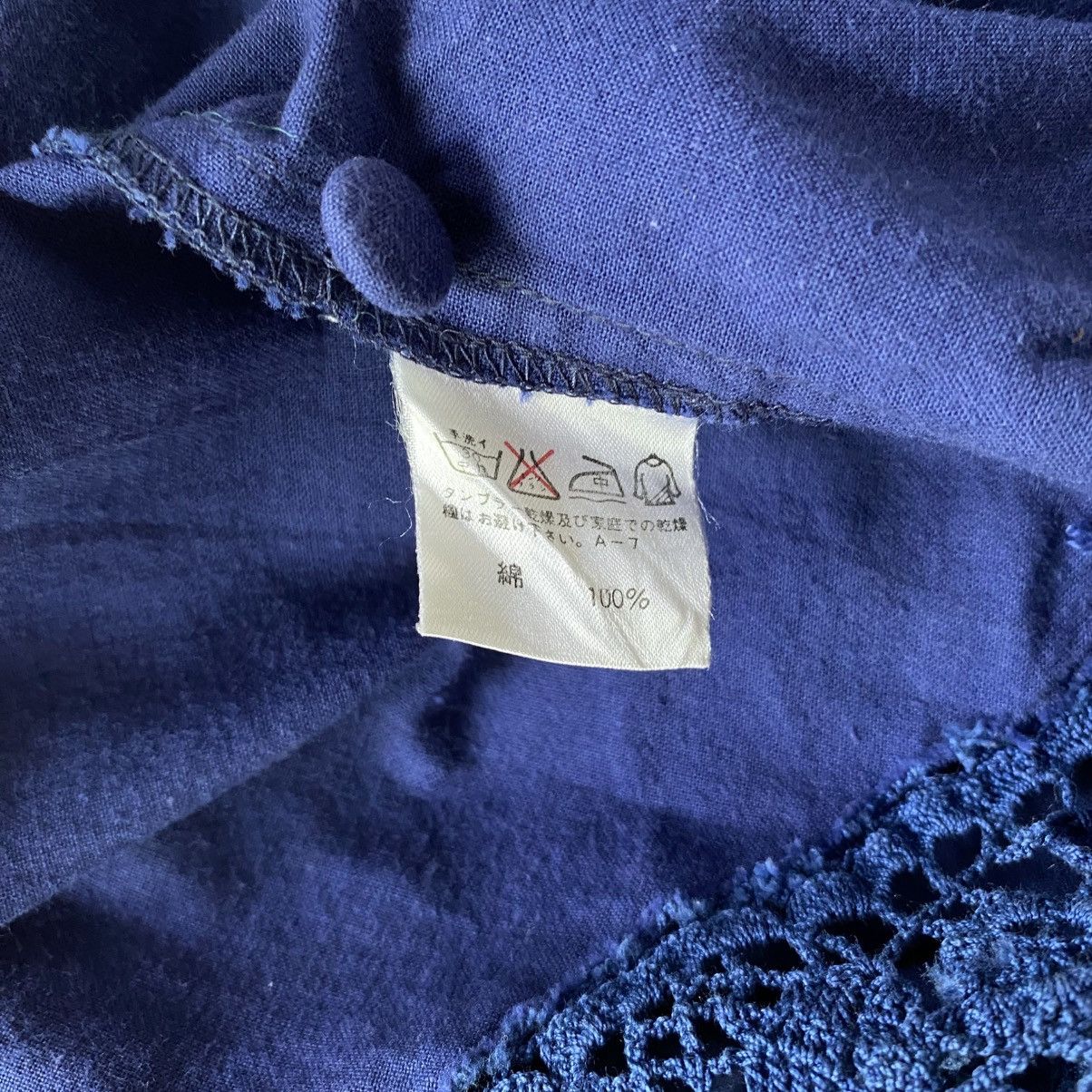 Issey Miyake I.S. Issey Miyake Navy Embroidered Lace Blouse Size L / US 10 / IT 46 - 10 Thumbnail