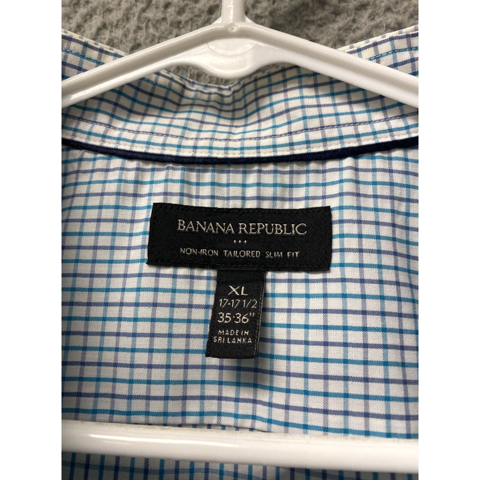 Banana Republic VINTAGE Banana Republic Men's Dress Shirt XL Blue Aqua Check Slim Fit Long Sleeve Button Down Cotton Casual Business Formal Women Size US XL / EU 56 / 4 - 4 Thumbnail