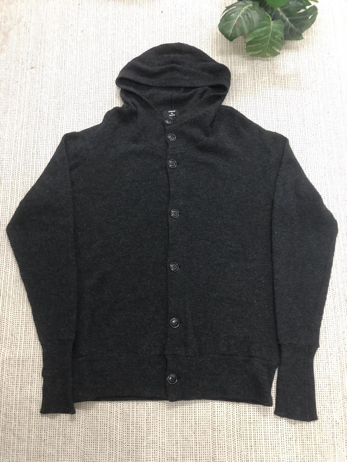CABANE de ZUCCa × Issey Miyake × Japanese Brand CABANE DE ZUCCA BLACK KNIT SWEATER HOODED Size US M / EU 48-50 / 2 - 3 Thumbnail