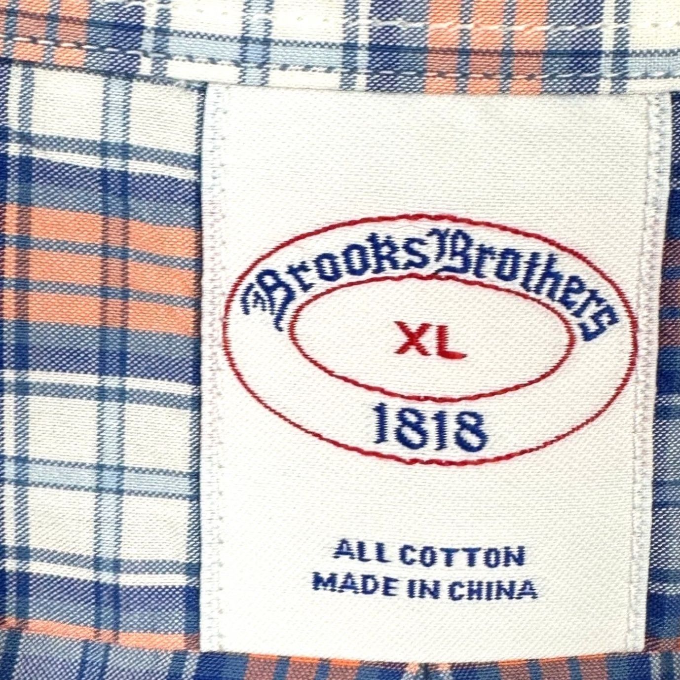 Brooks Brothers Brooks Brothers Mens XL Shirt Button Down Blue Orange Plaid Cotton Pocket EUC Size US XL / EU 56 / 4 - 5 Thumbnail