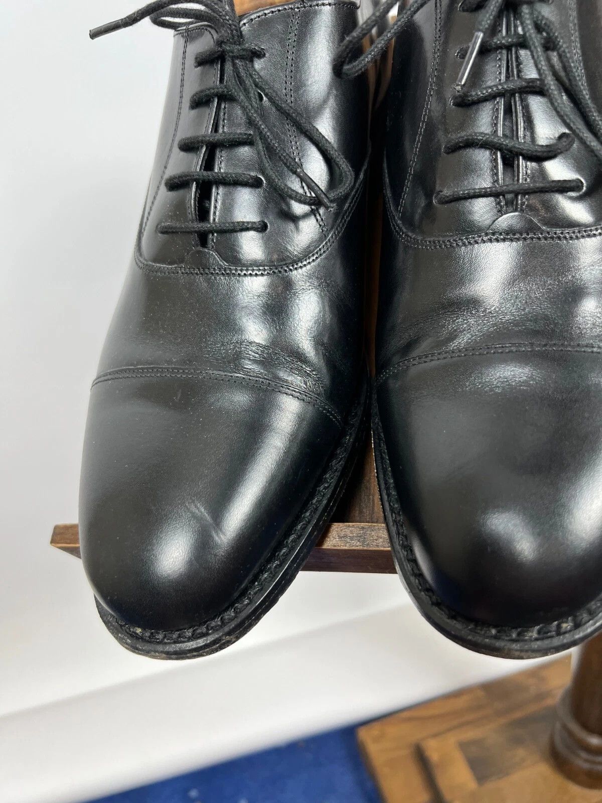 Barker Barker London Black Leather Oxford Lace Up Formal Shoes Size US 9.5 / EU 42-43 - 7 Thumbnail