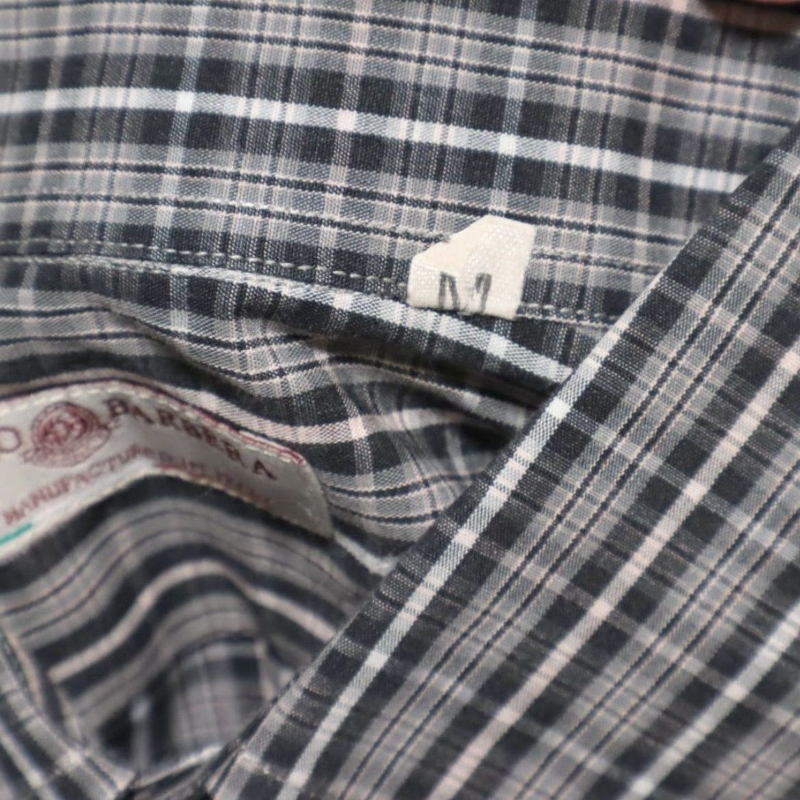 Vintage Luciano Barbera Poplin Cotton Plaid Button Down Shirt Black M Mens Size US M / EU 48-50 / 2 - 6 Thumbnail
