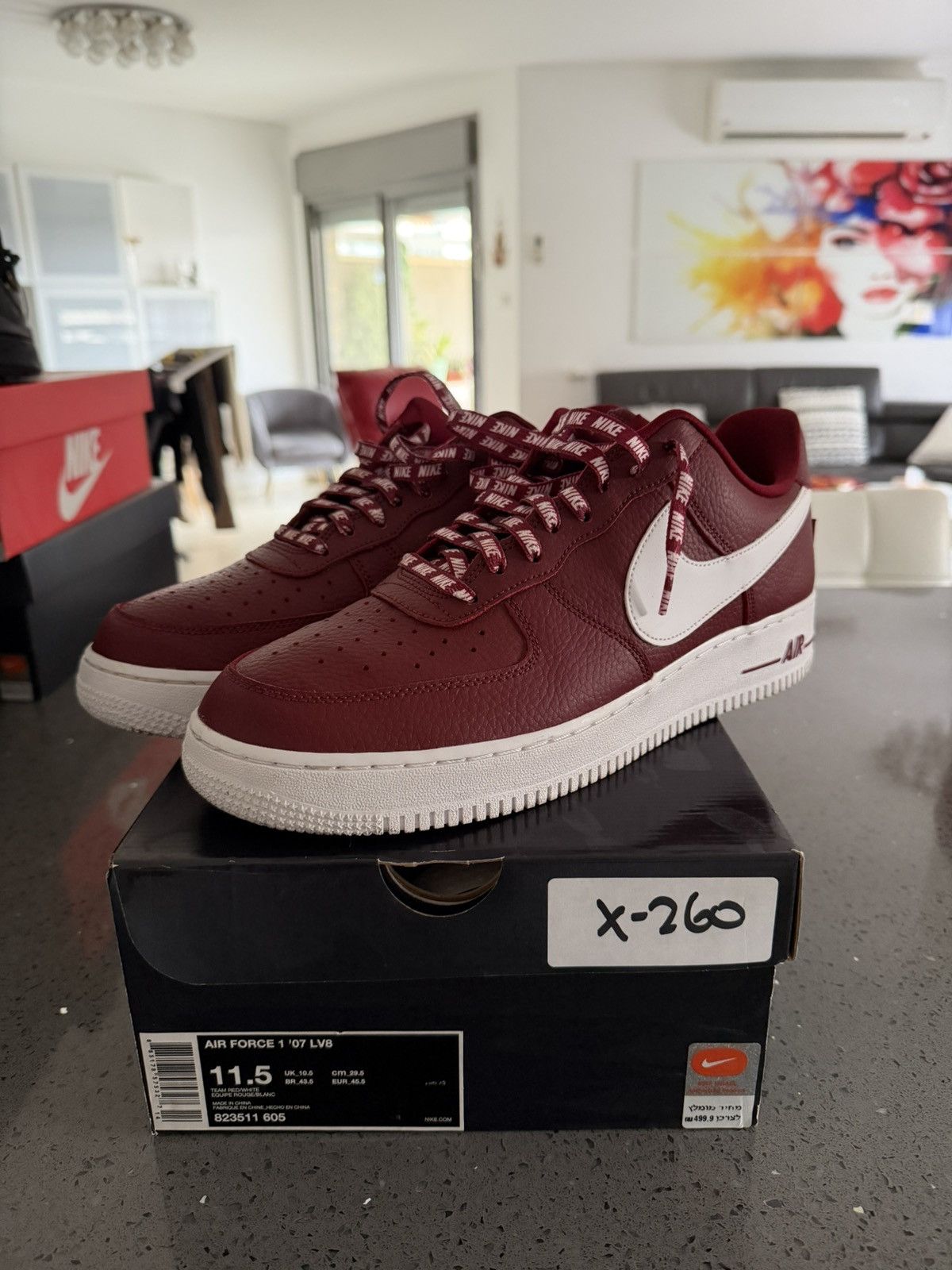 Nike Nike AF1 NBA Edition Burgundy 11.5US Size US 11.5 / EU 44-45 - 1 Thumbnail