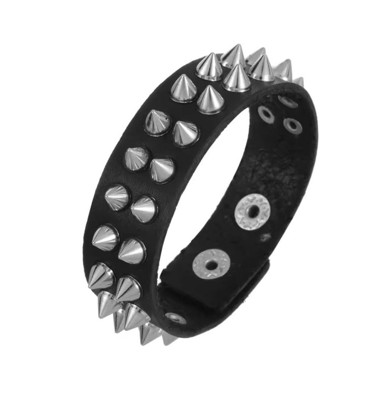 Japanese Brand × Leather Pu leather 2 Line Spike Vintage Bracelet Size ONE SIZE - 1 Thumbnail