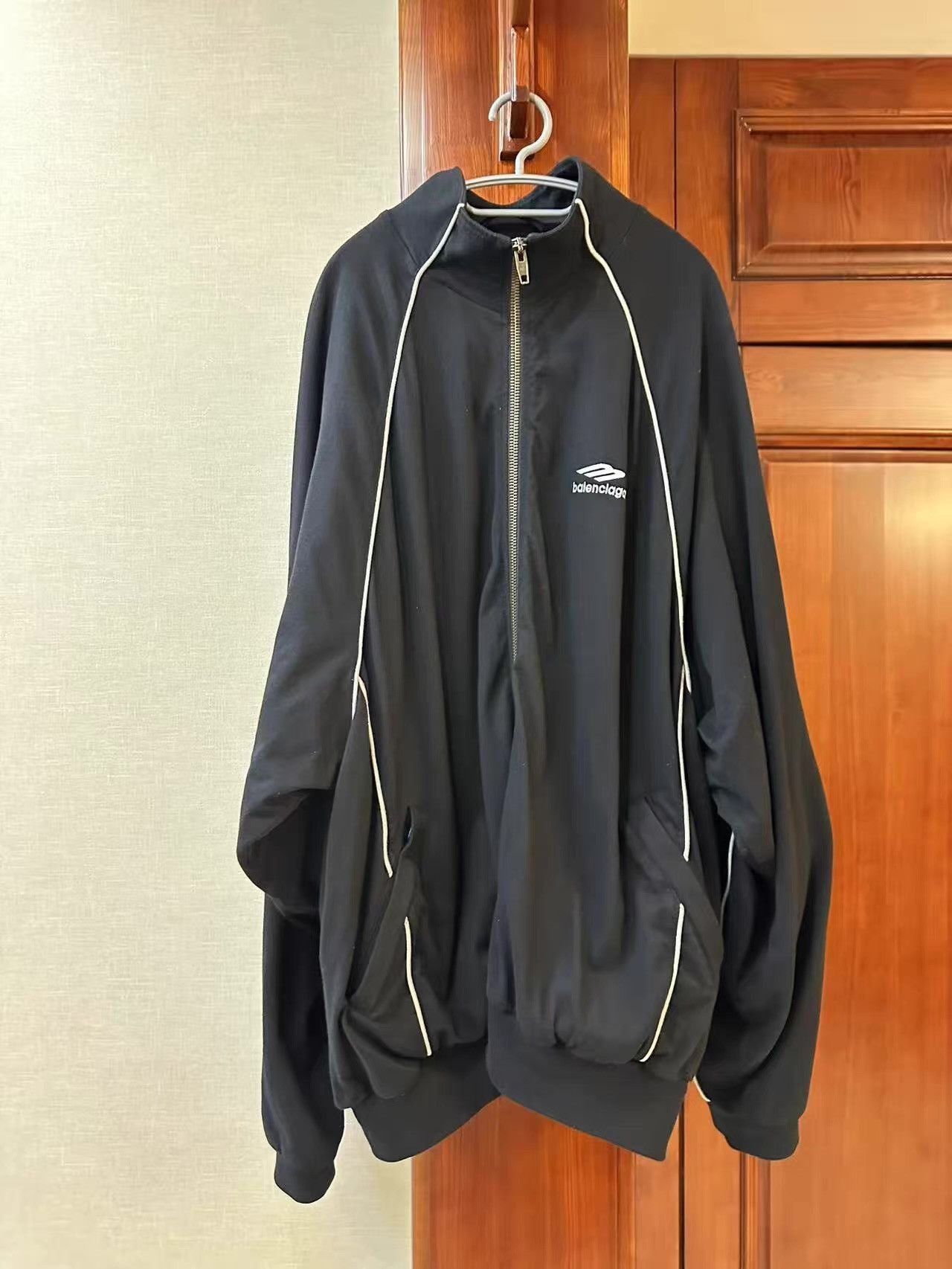 Balenciaga Black Zip-Up Light Jacket with White Trim Size US L / EU 52-54 / 3 - 1 Thumbnail