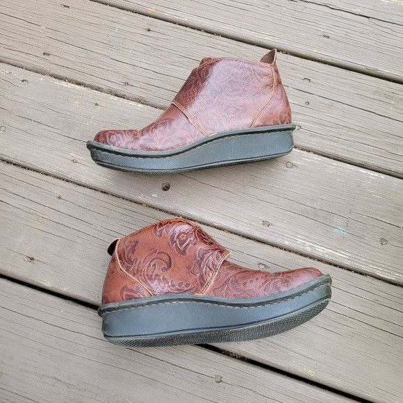 Designer Alegria Caiti Yeehaw Floral Tooled Brown Leather Buckle Ankl Size US 8.5 / IT 38.5 - 5 Thumbnail