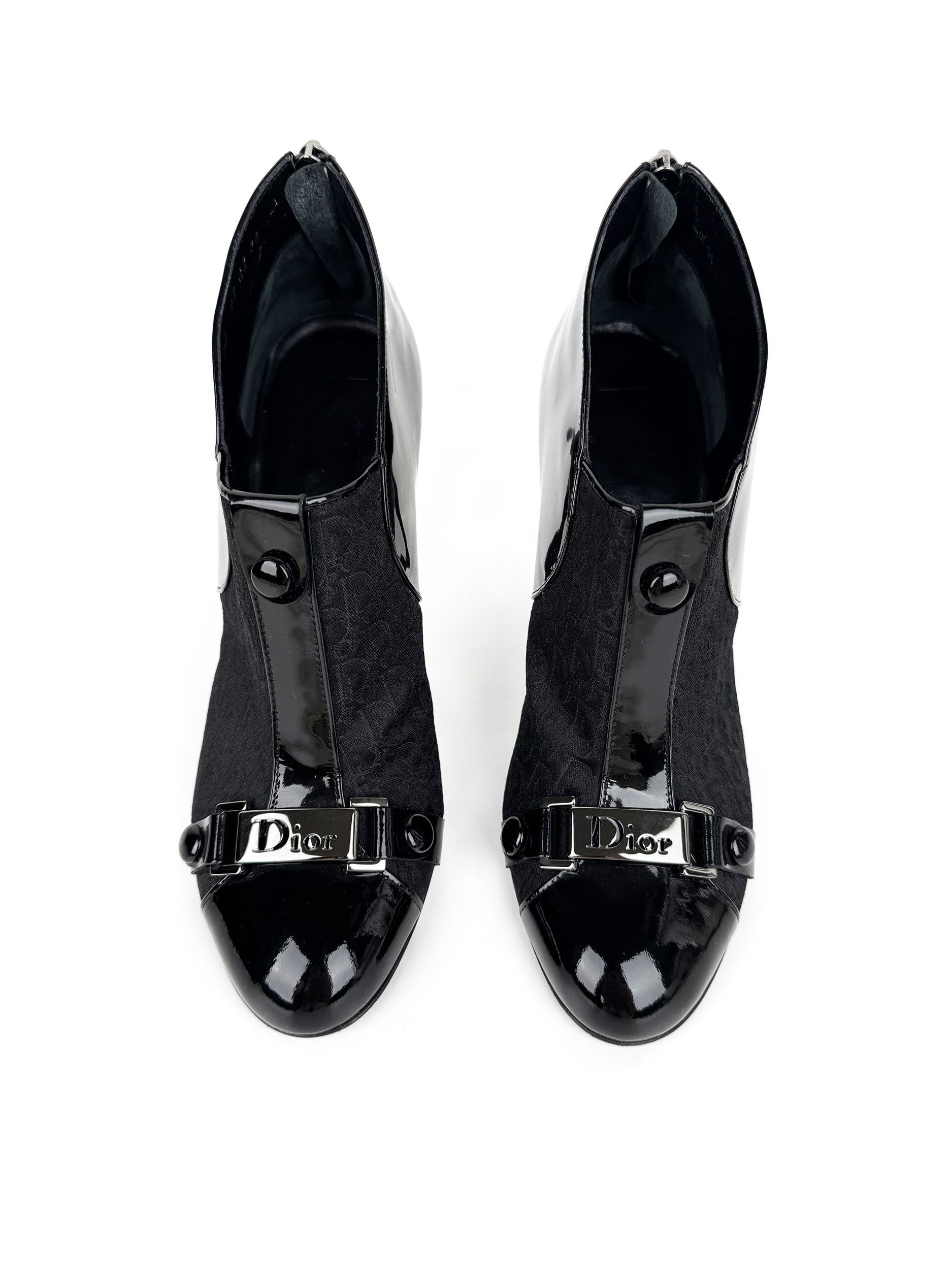 Dior Christian Dior Black Monogram Patent Leather Boots Heels Size US 8 / IT 38 - 2 Thumbnail