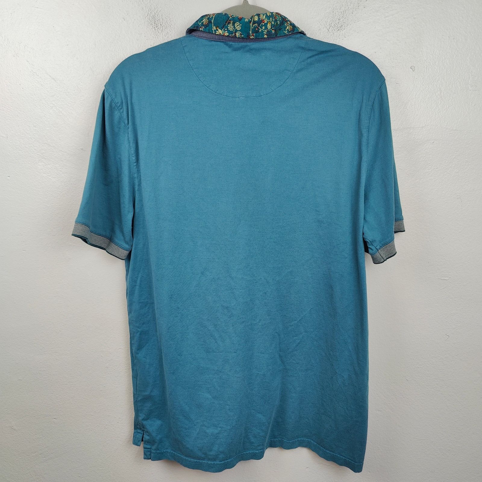 Ted Baker Ted Baker Polo Shirt Mens XXL 5 Floral Collar Teal Blue Size US XXL / EU 58 / 5 - 4 Thumbnail