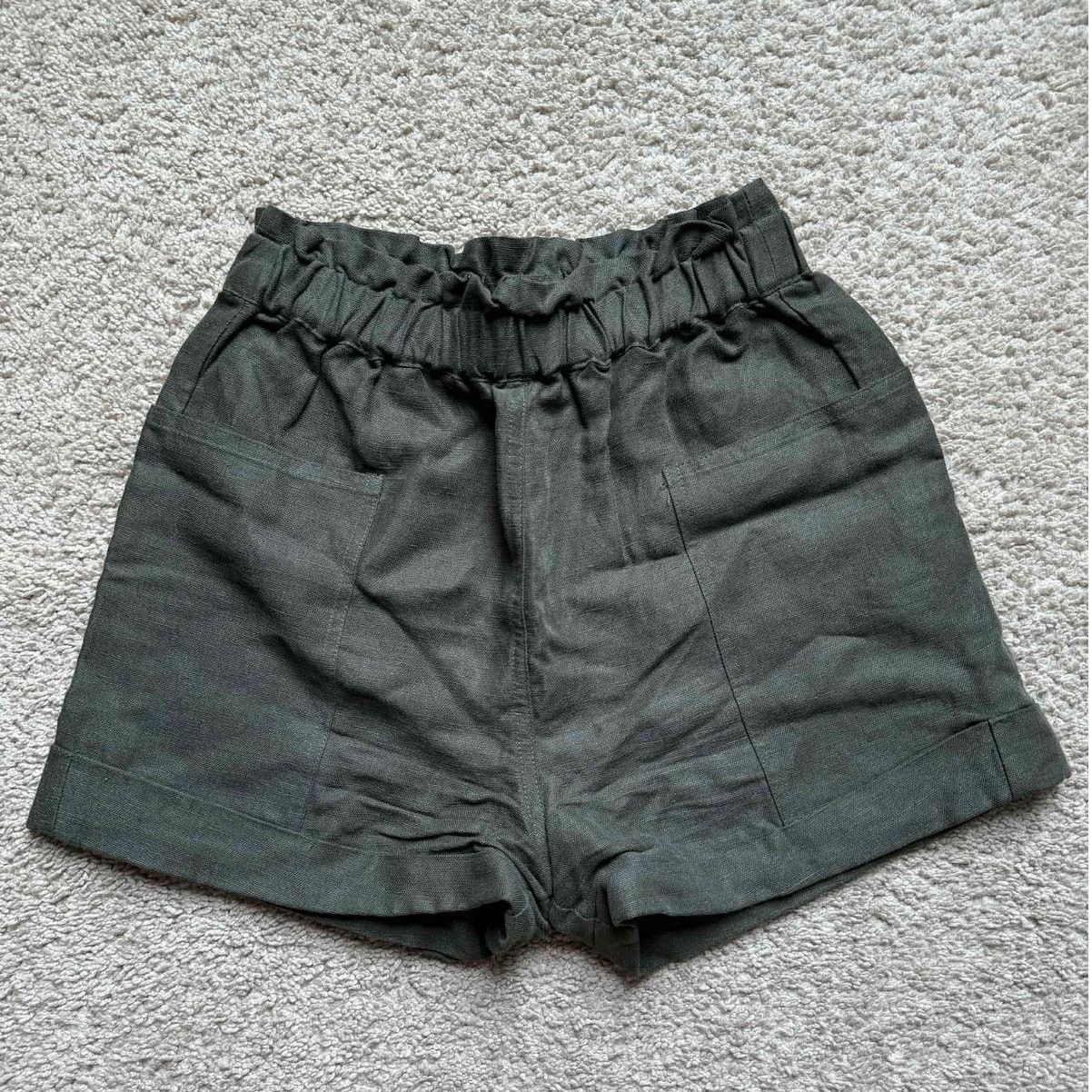 J.Crew Wilfred Free Harulia High Waisted Paperbag Shorts Green XXS Size 23" - 2 Thumbnail