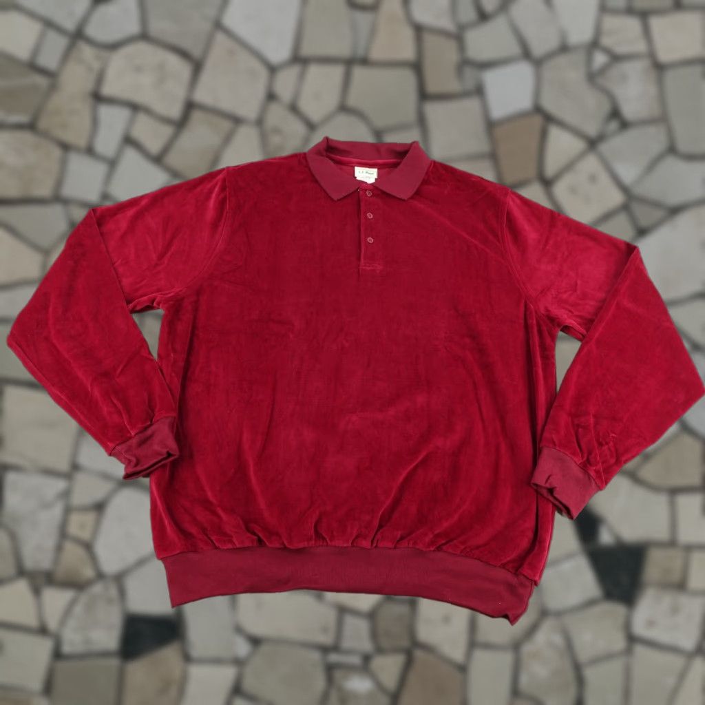 Vintage Vintage LL Bean Sweater Mens XL Red Velour Poly Style Pullover Collared 90s USA Size US XL / EU 56 / 4 - 1 Thumbnail