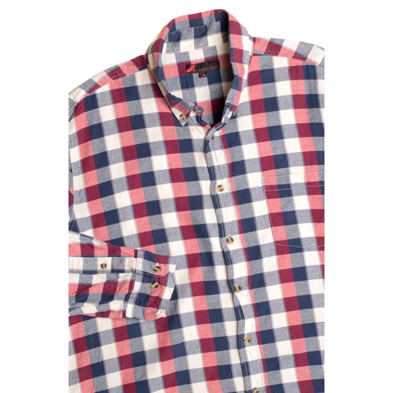 X-LARGE VINTAGE Dressmann Flannel Shirt White Red Blue Checkered X-Large Shirt Mens X-Large White Checkered Flannel Durable Cotton True Vintage Ragstock Size US XL / EU 56 / 4 - 2 Thumbnail