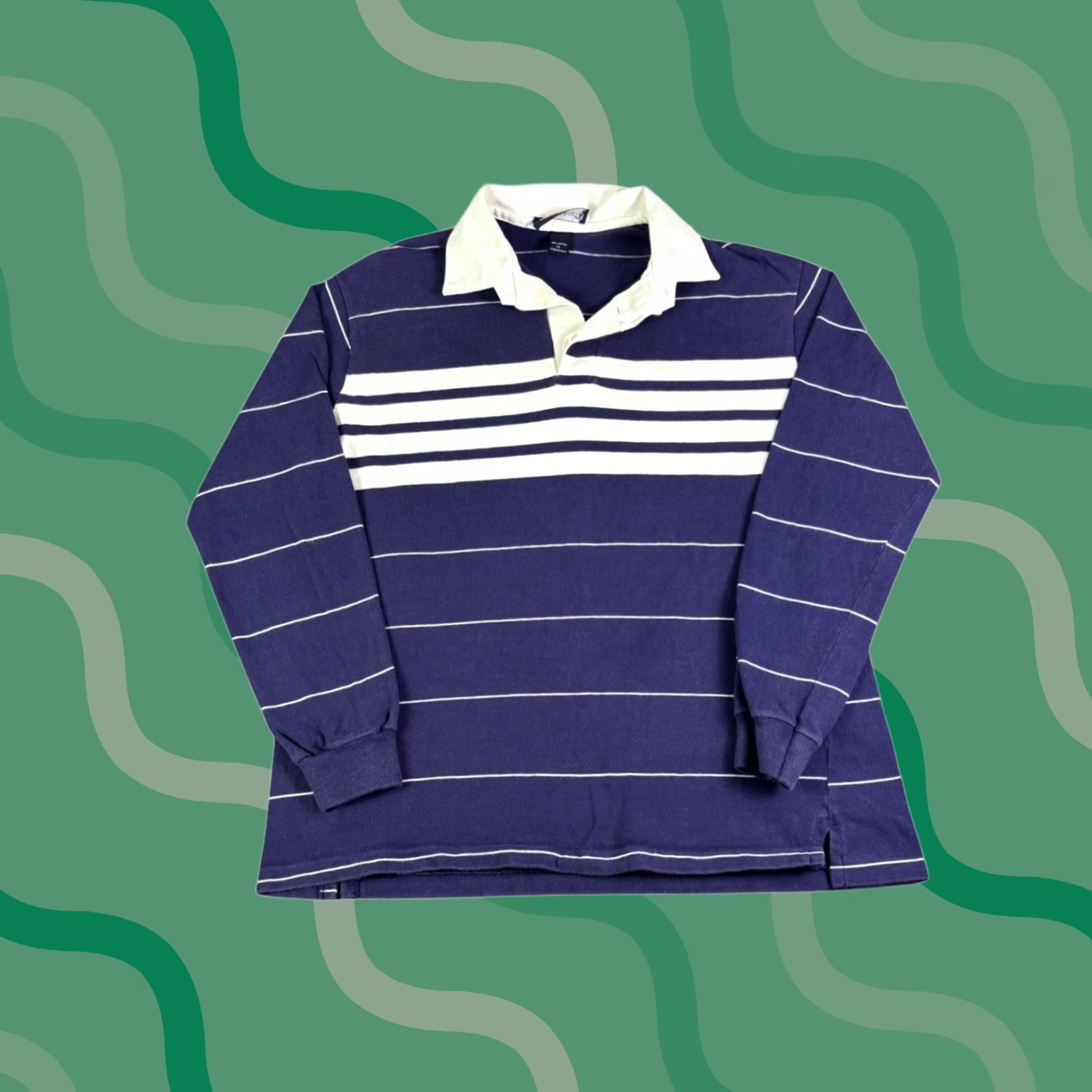 Vintage VINTAGE Chesterfield Rugby Shirt Mens XL Navy Blue White Striped Made in USA Size US XL / EU 56 / 4 - 1 Thumbnail