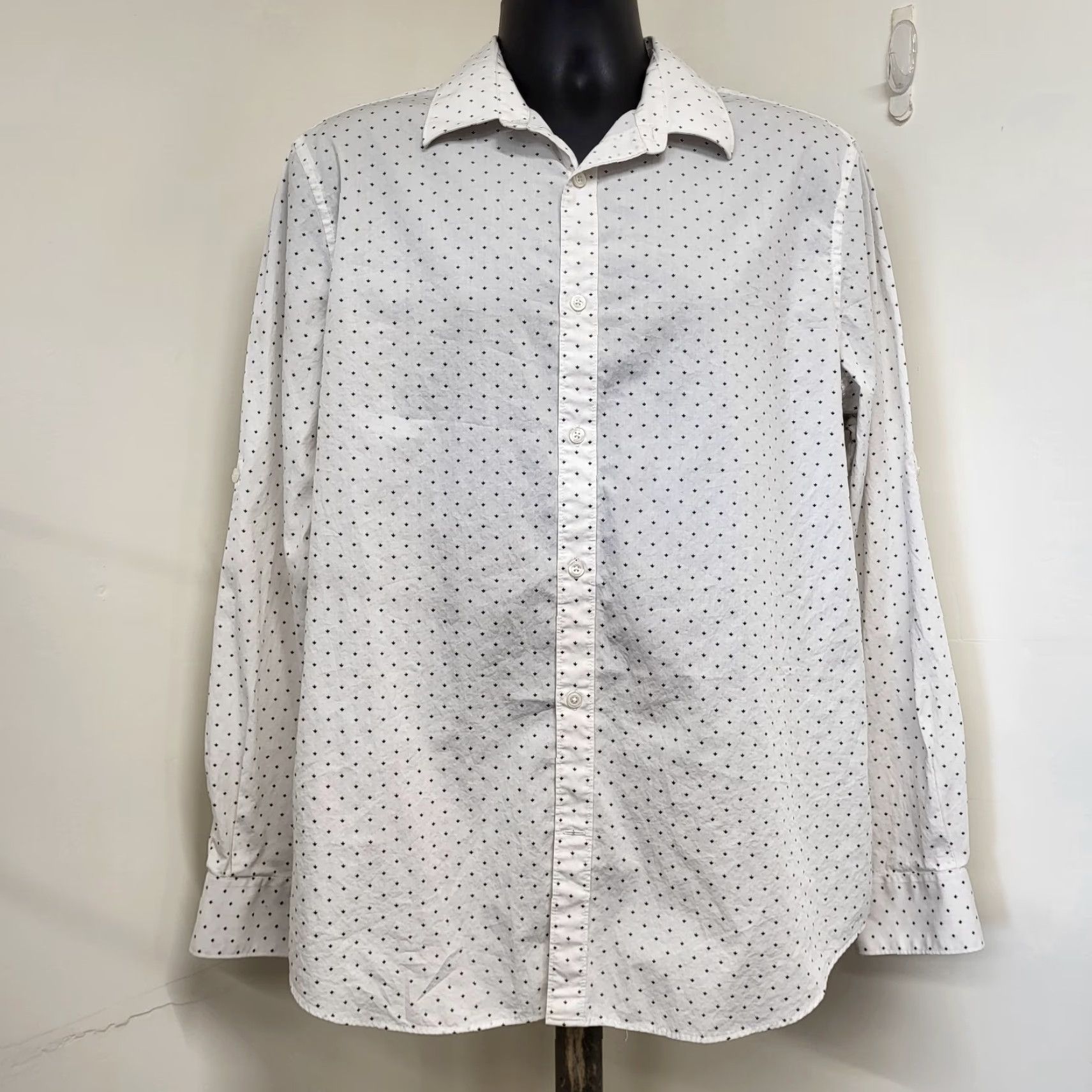 Perry Ellis Perry Ellis Shirt Mens XL White Dainty Arrow Print Long Sleeve Button Up College Shirt Size US XL / EU 56 / 4 - 2 Thumbnail