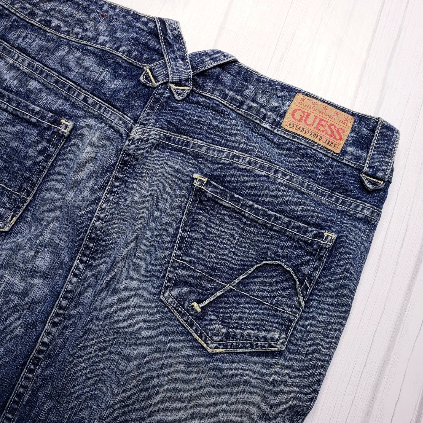 Guess VINTAGE GUESS JEANS Womens Denim Blue Pencil Straight Skirt 29, Knee Length, 90s Size 29" - 5 Thumbnail
