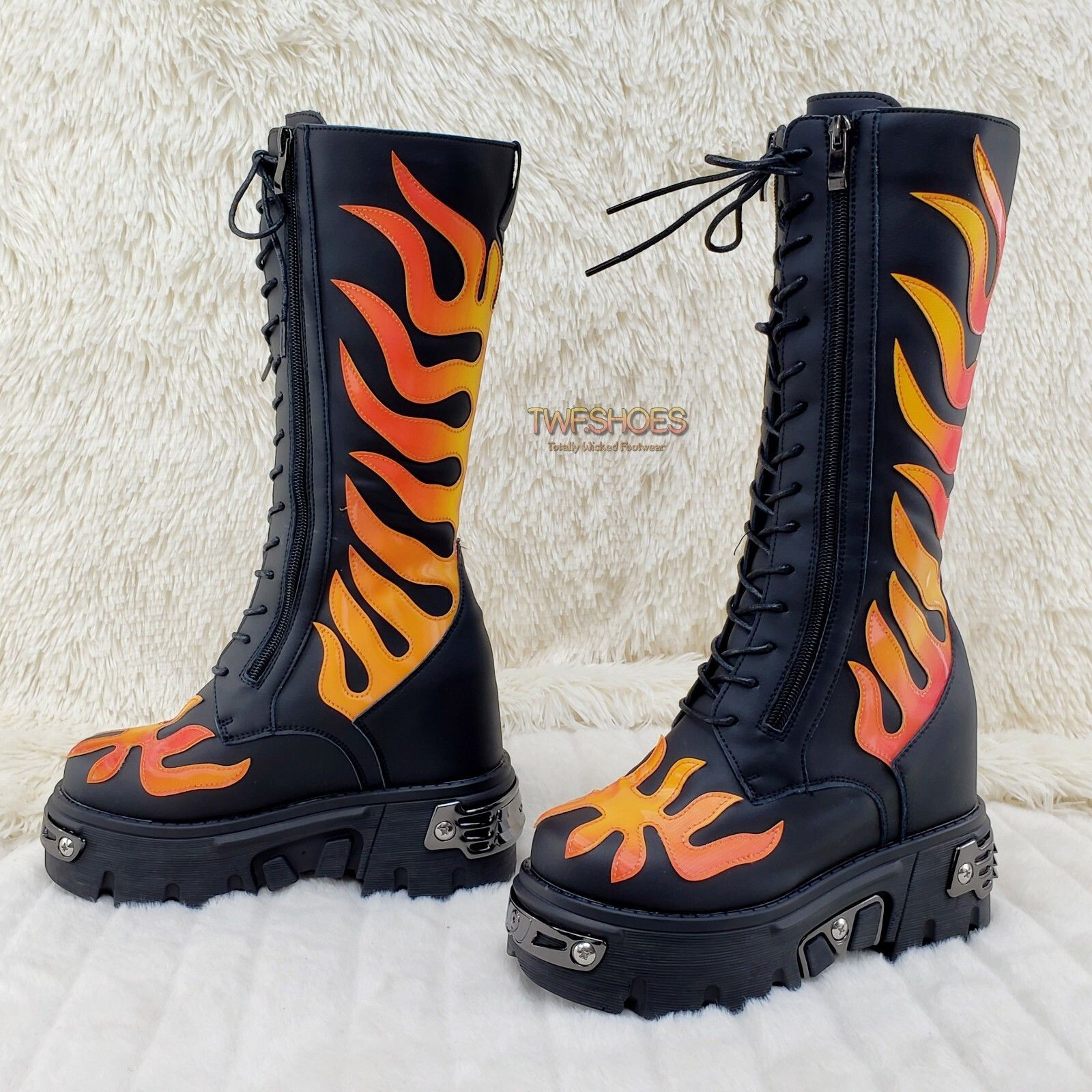 Other Wang Reflective Flame Punk Goth Rock 2" Platform 4.5 Hidden Size US 7.5 / IT 37.5 - 5 Thumbnail