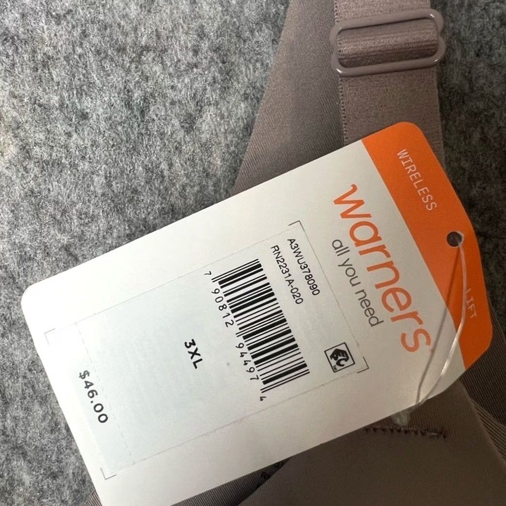 Vintage WARNERS Women's XL Wireless Seamless Bra Bralette Tan NWT Beige 48C Regular Size Adjustable Straps NWT (New with Tags) Size ONE SIZE - 2 Thumbnail
