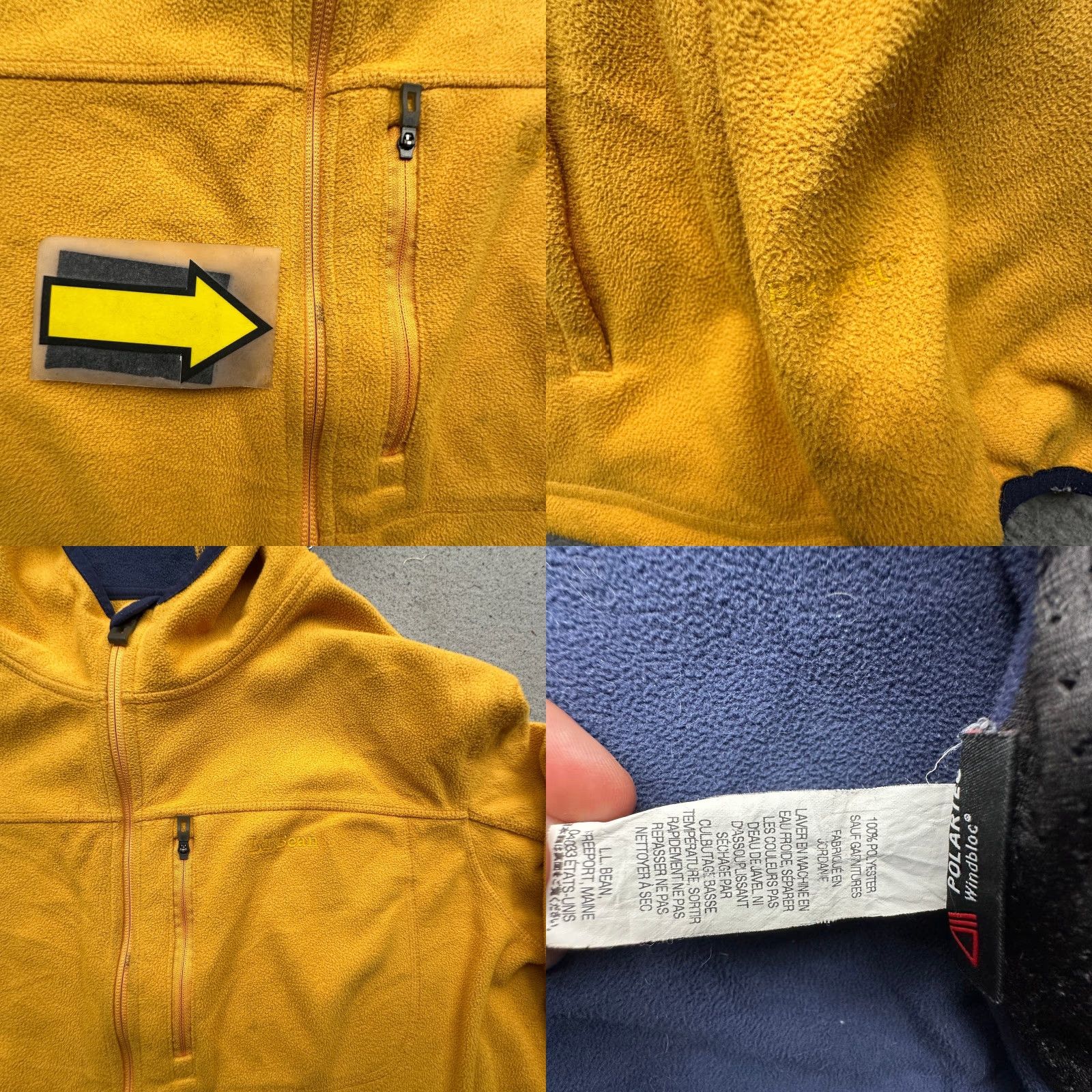 Vintage LL Bean Polartec Windbloc Fleece Hoodie Jacket Mens XXL Full Zip Yellow 251298 Jacket Mens XXL Yellow Size US XXL / EU 58 / 5 - 8 Thumbnail