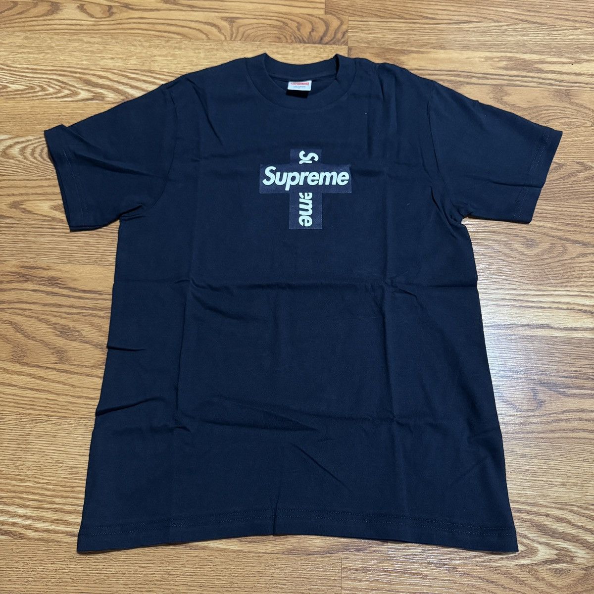 Designer × Supreme Supreme Navy Blue Cross Box Logo T-Shirt