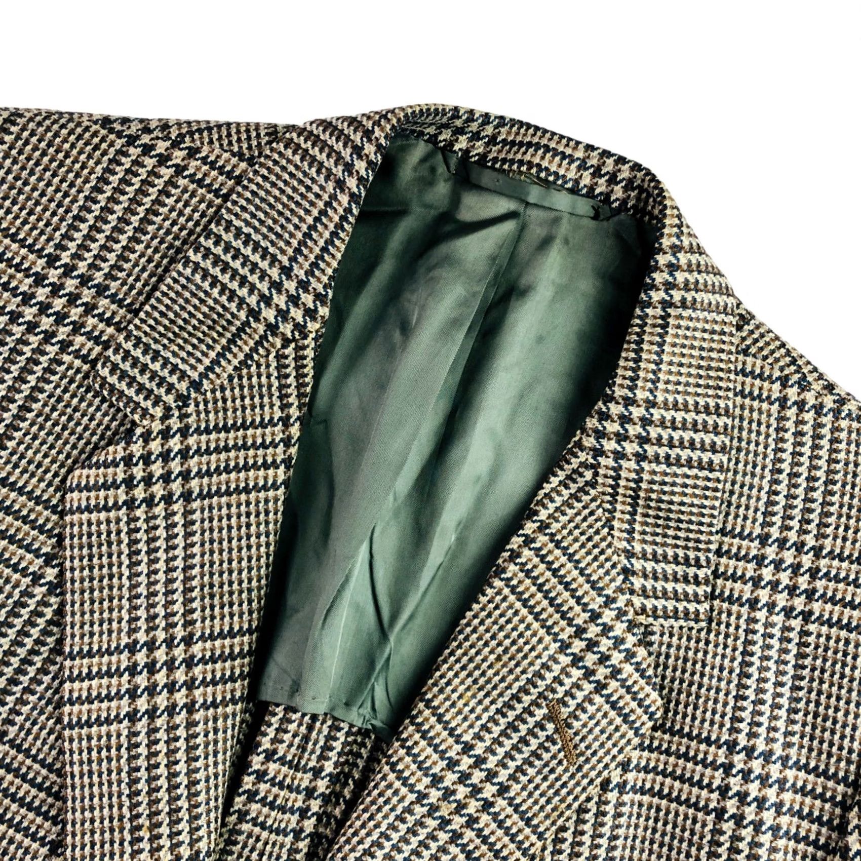 Vintage VINTAGE Oxxford Clothes Blazer Men 44 Long Wool Tweed Houndstooth Plaid 2-Button Jacket Mens Size 44R - 2 Thumbnail