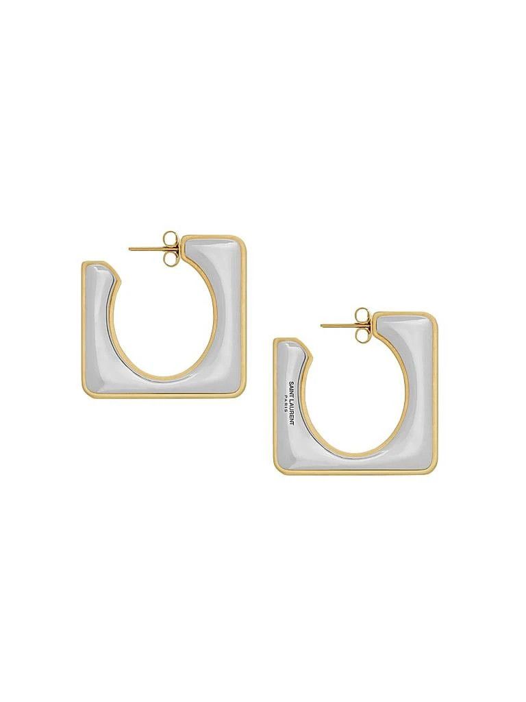 Saint Laurent Paris o1bcso1str0226 Size:OS/Split Square Hoop Earrings in Silver Size ONE SIZE - 1 Thumbnail