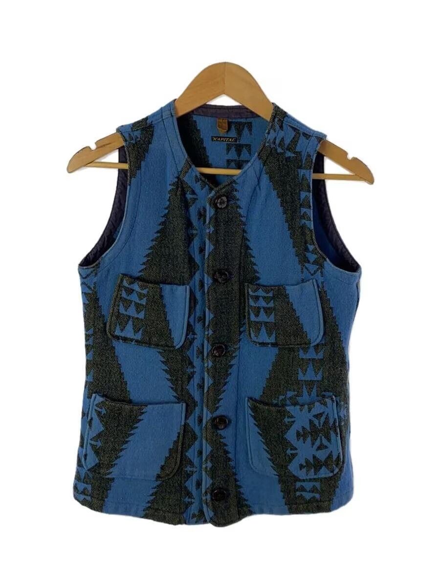 image of Kapital Aztec Wool Vest in Blue, Men's (Size Small)