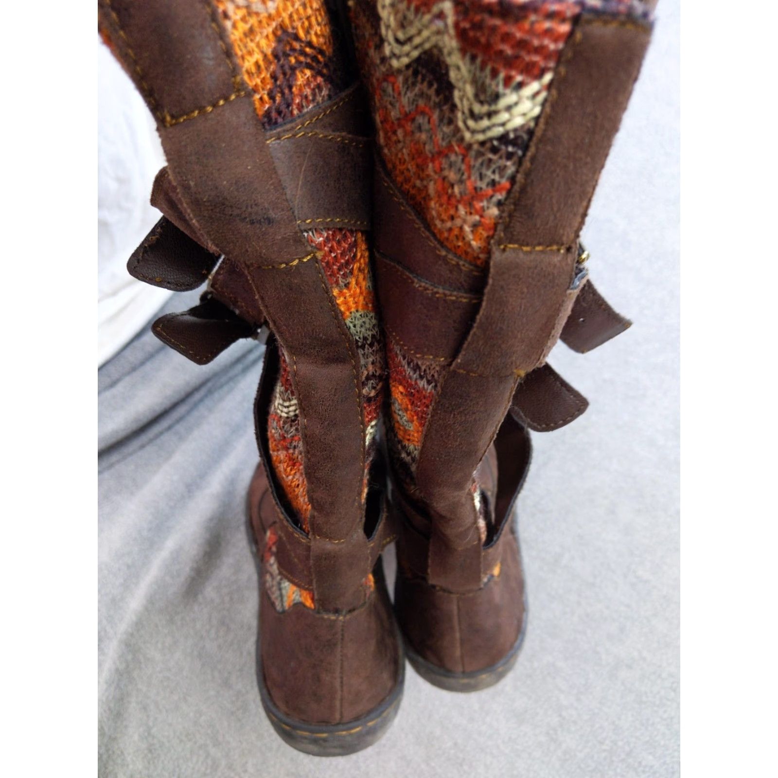 Vintage Børn Boots Women Brown Patterned Wool Knit Buckle Zip Casual Comfort 9.5 M Size US 10 / IT 40 - 3 Thumbnail