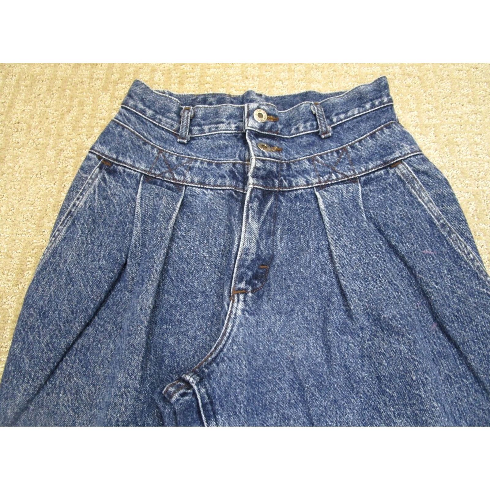 Lee VINTAGE Lee Jeans Women 27 Blue High Rise Pleated Tapered 5-Pocket Denim Jeans Women Blue 90s Retro USA Mens Size 27" / US 4 / IT 40 - 2 Thumbnail