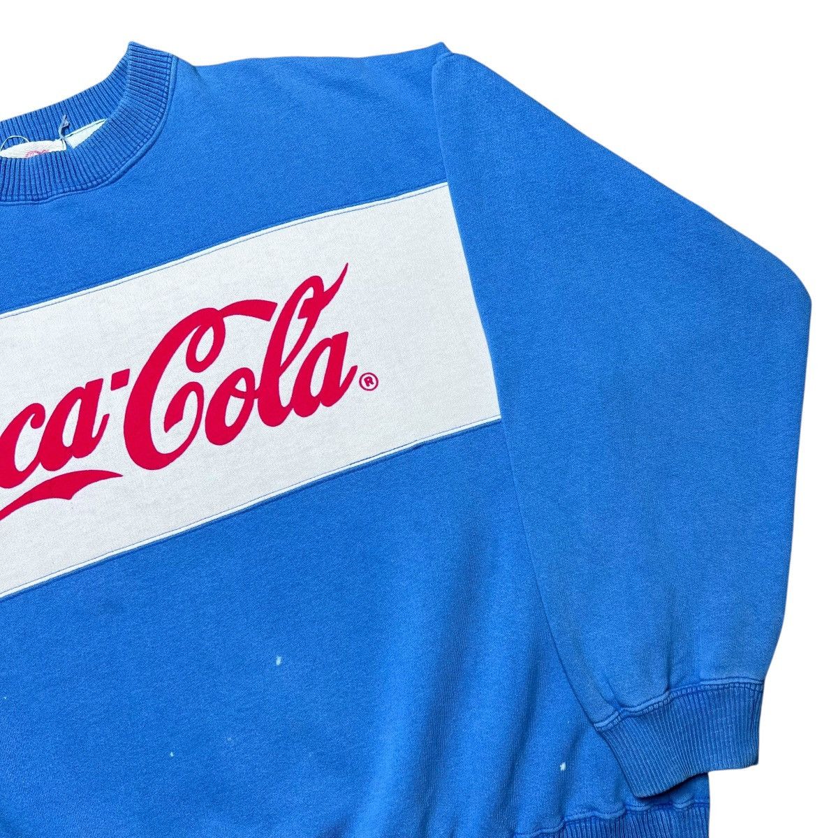 Coca Cola Vtg 1980s Coca-Cola Logo Spell Out Tricolor Blue Sweatshirt Size US L / EU 52-54 / 3 - 14 Thumbnail