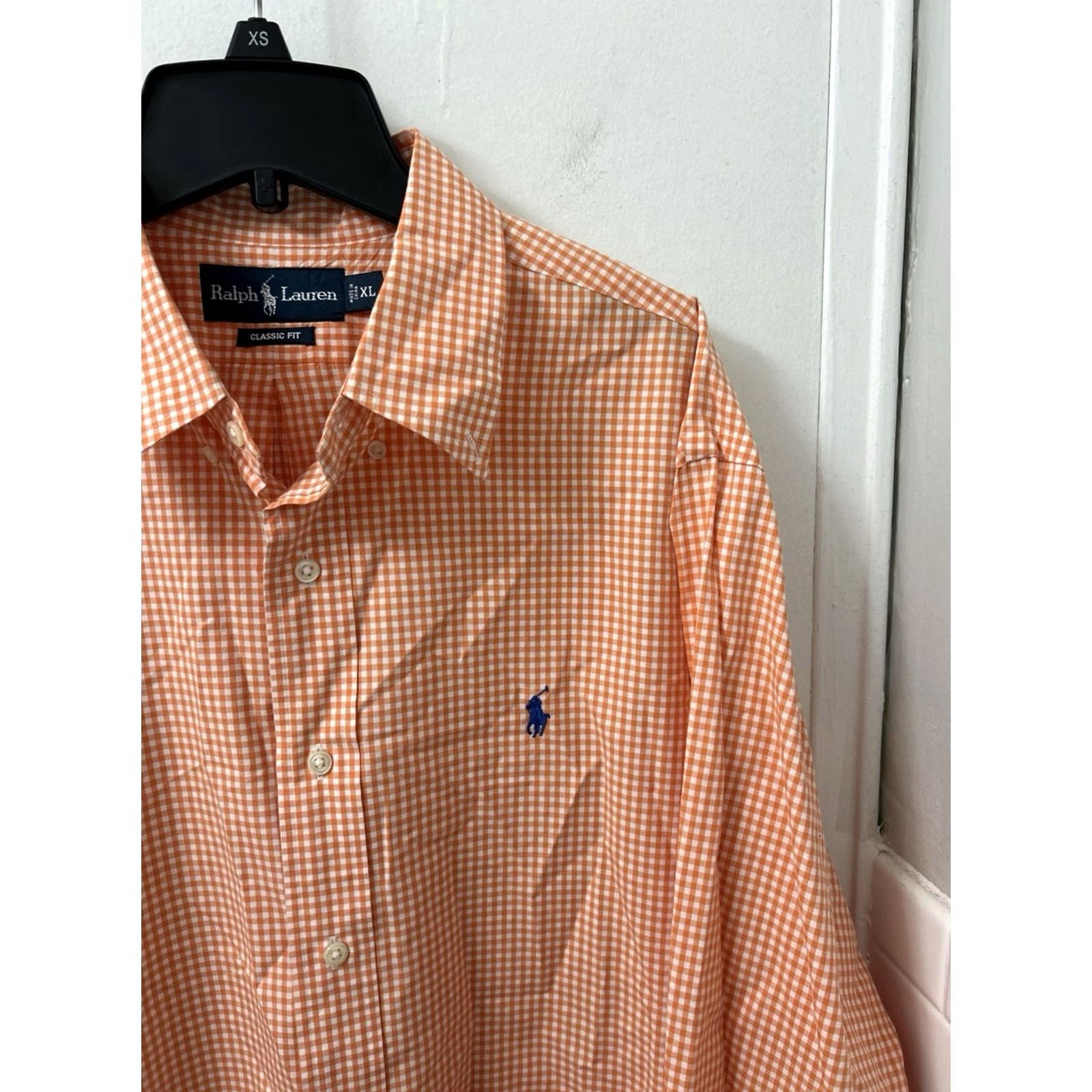 Ralph Lauren Vintage Ralph Lauren Shirt Mens XL Orange White Gingham Plaid Classic Fit L/S Button-Up Collar-Down Embroidered Polo Pony Casual Business Size US XL / EU 56 / 4 - 4 Thumbnail