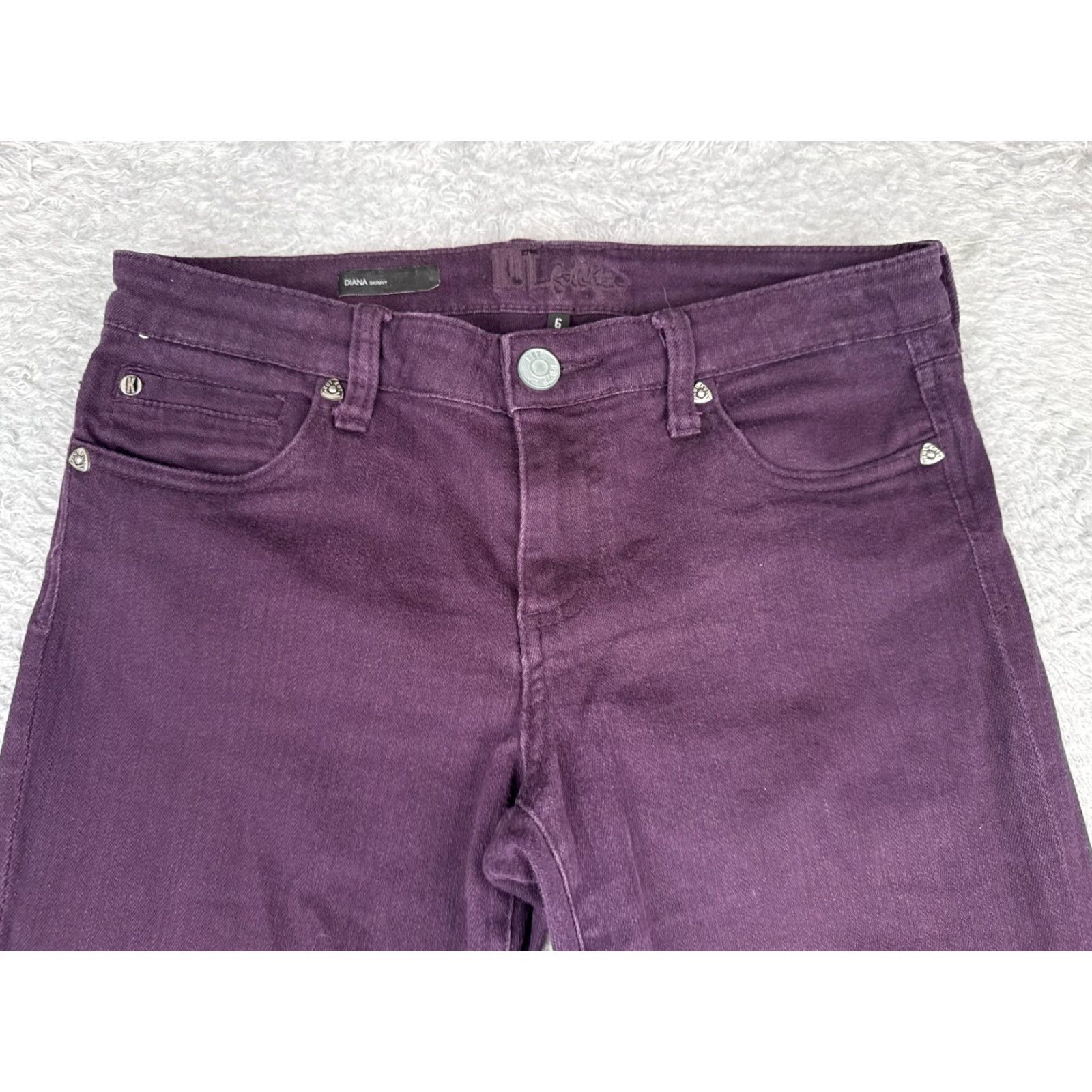 Vintage KUT from the Kloth Diana Skinny Jeans Women 6 Purple Low Rise 30x30 Cotton Blend Denim 5-Pocket Distressed Stretch Vintage No Size 28" / US 6 / IT 42 - 4 Thumbnail