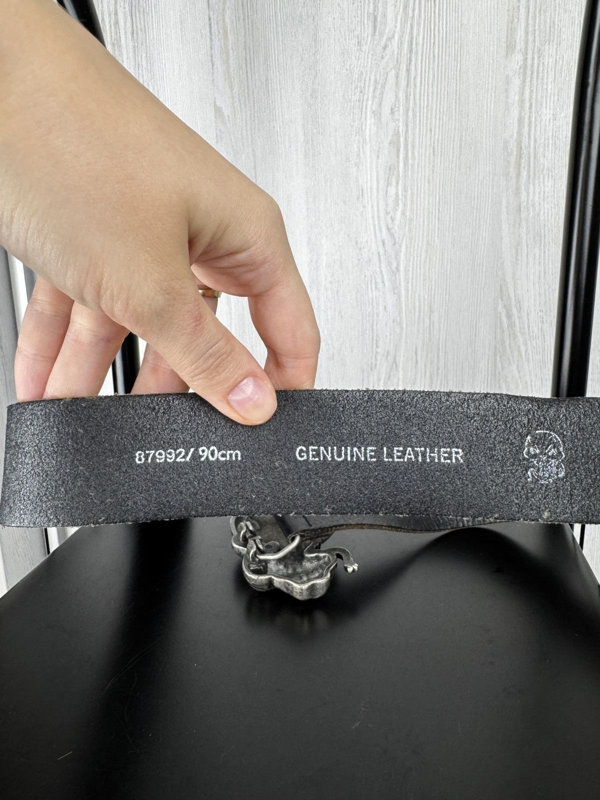 Other Knucklehead Skull buckle men’s genuine leather black belt Size 36 - 5 Thumbnail