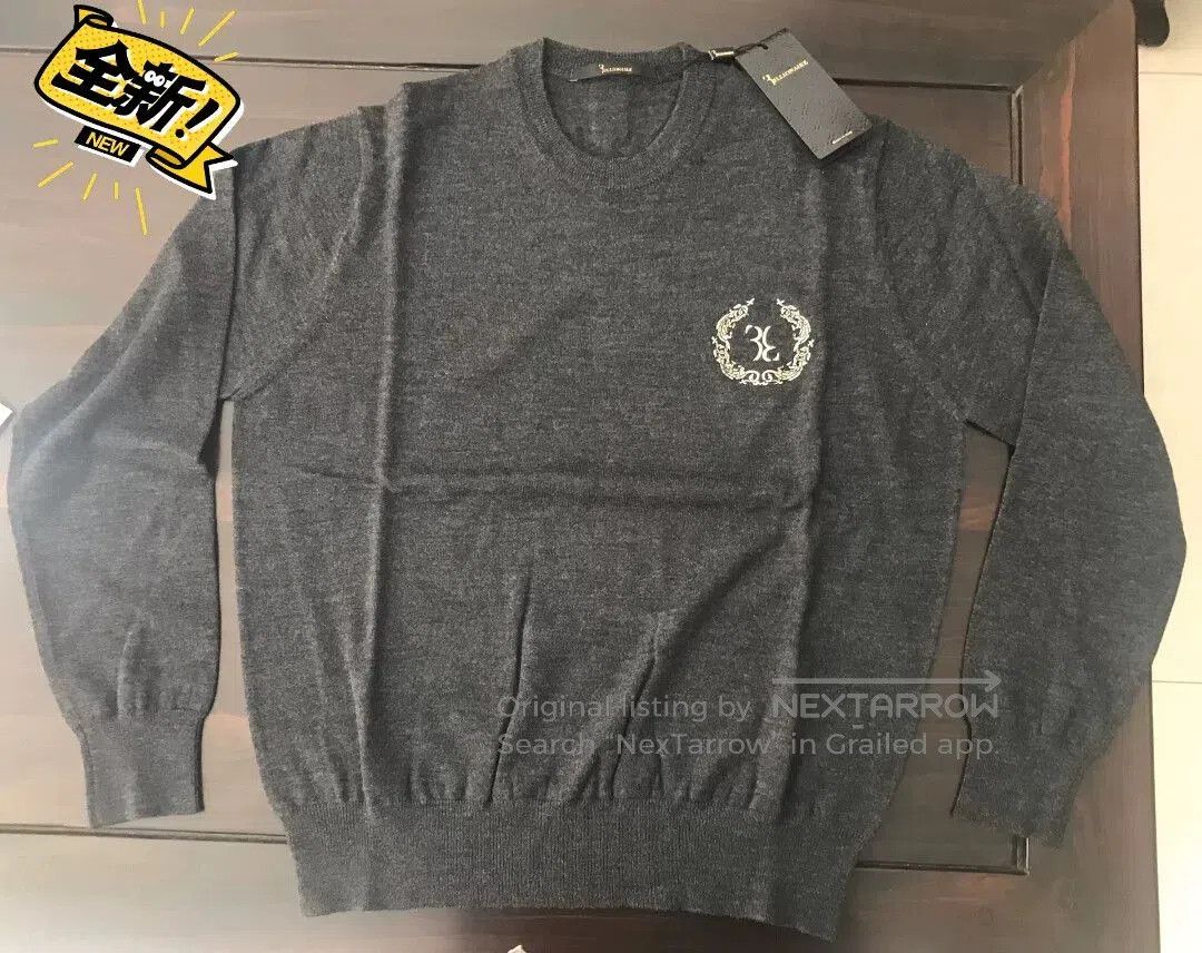 Billionaire Couture luxury gray wool sweater with logo. Size US L / EU 52-54 / 3 - 2 Thumbnail