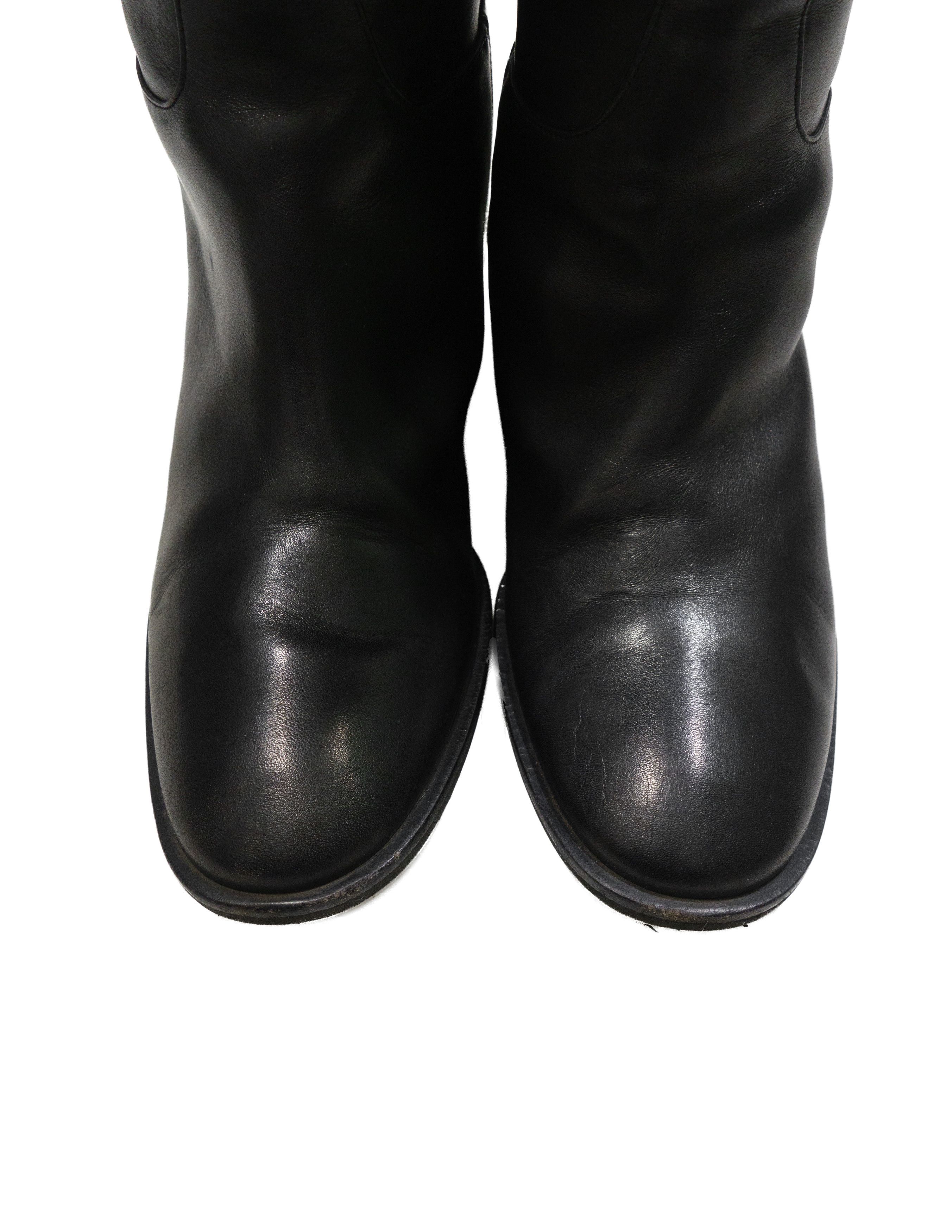 Max Mara 00s Leather Knee-High Riding Boots Size US 7.5 / IT 37.5 - 5 Thumbnail