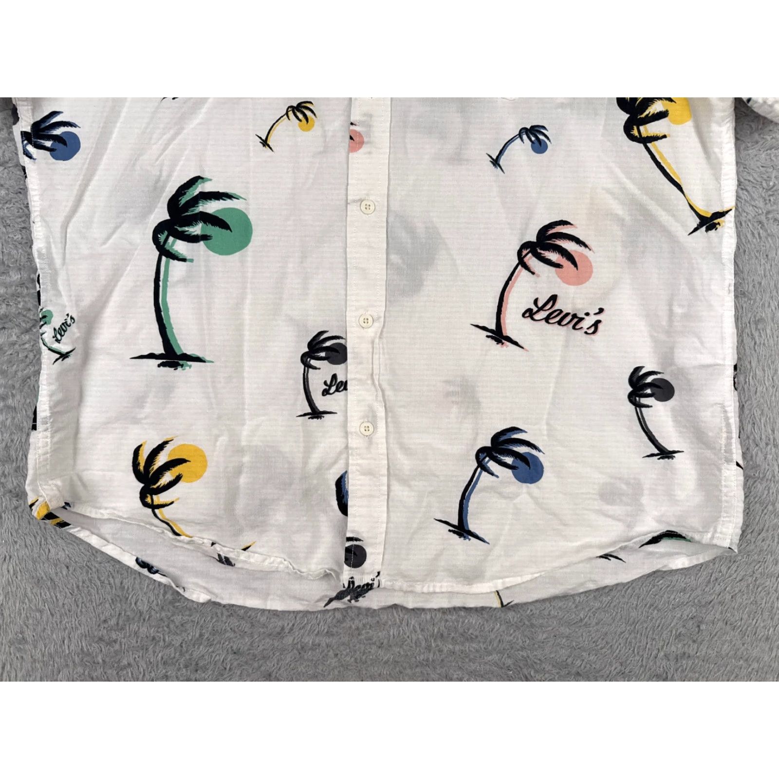 Levi's VINTAGE Levis Shirt Men Extra Large White Palm Tree Sunset Hawaiian Button Up Cotton Size US XL / EU 56 / 4 - 5 Thumbnail