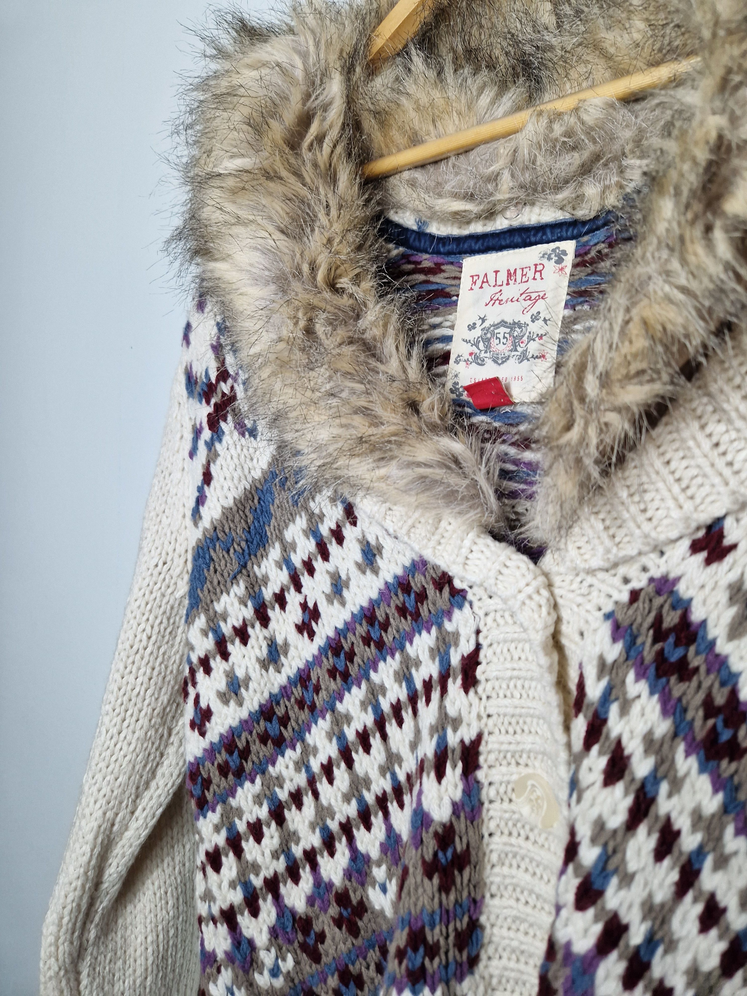 Japanese Brand vintage fur collar knitted sweater cardigan y2k Size L / US 10 / IT 46 - 2 Thumbnail